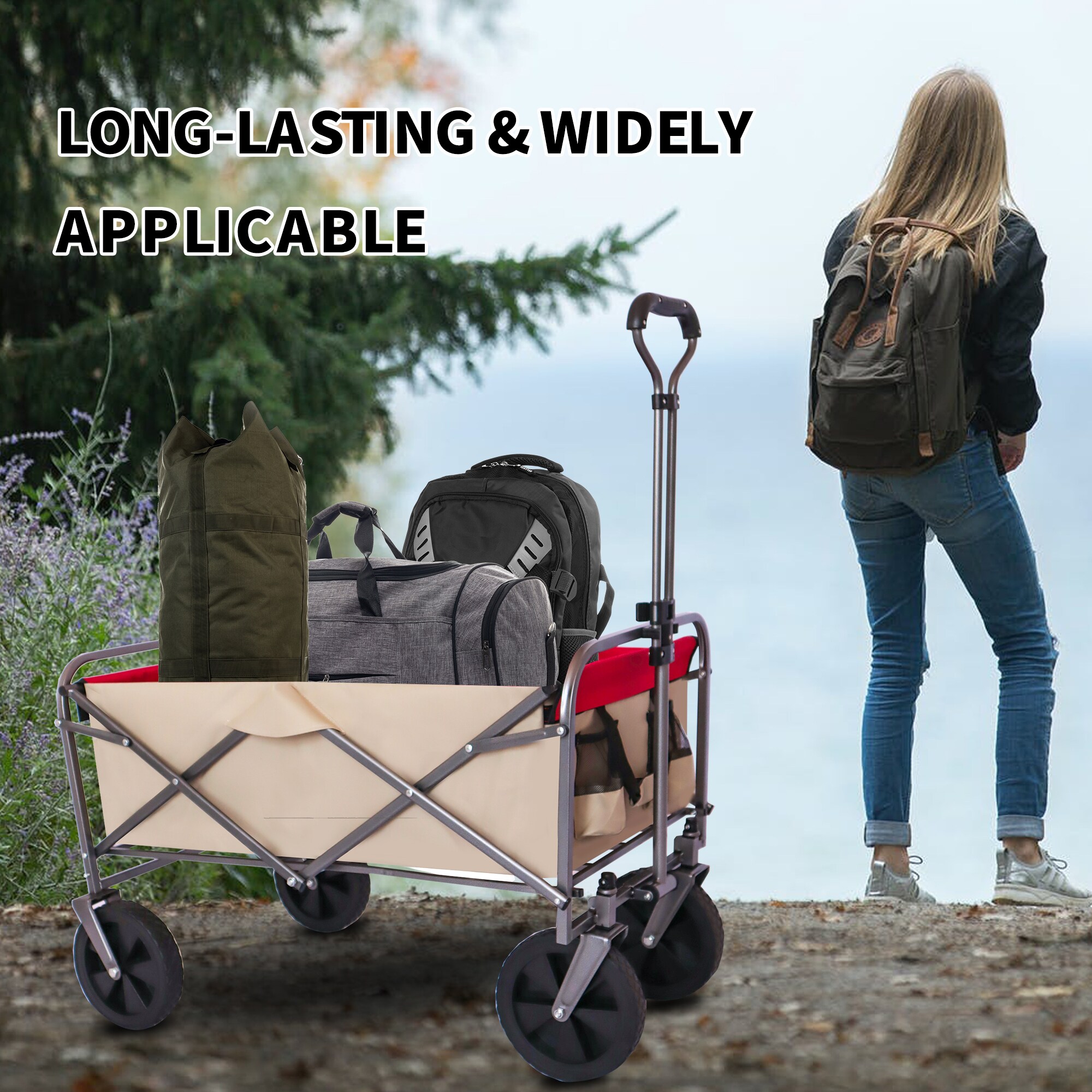 AHIOU HOME Carolyn 3.95-cu ft Steel Folding Yard Cart ZAAHG AHIOU HOME Carolyn 3.95-cu ft Steel Folding Yard Cart ZAAHG