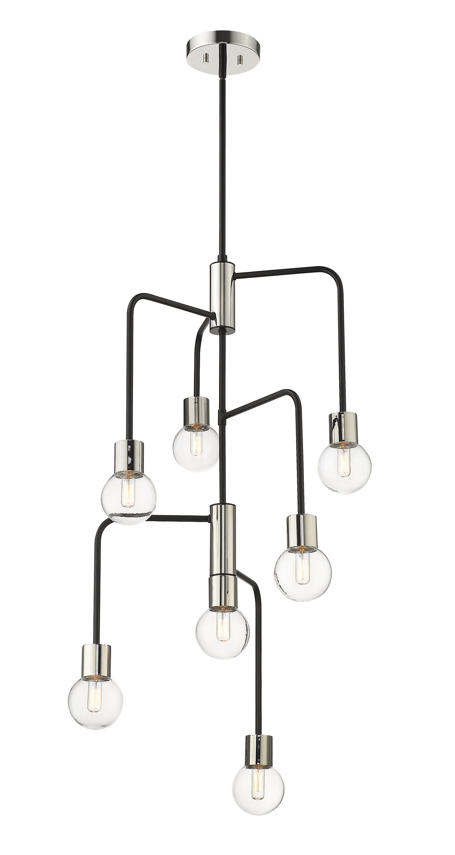 Neutra 7-Light Matte Black and Polished Nickel Chandelier