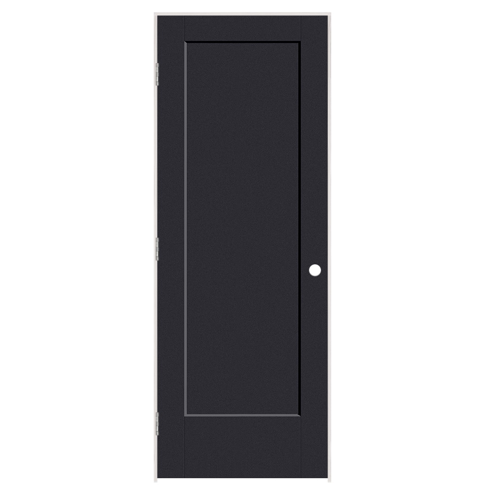 Masonite 895929 32-in x 80-in Midnight Solid core 1-panel square Right hand Smooth Prefinished Molded composite Flat Jamb Single Prehung Interior Door