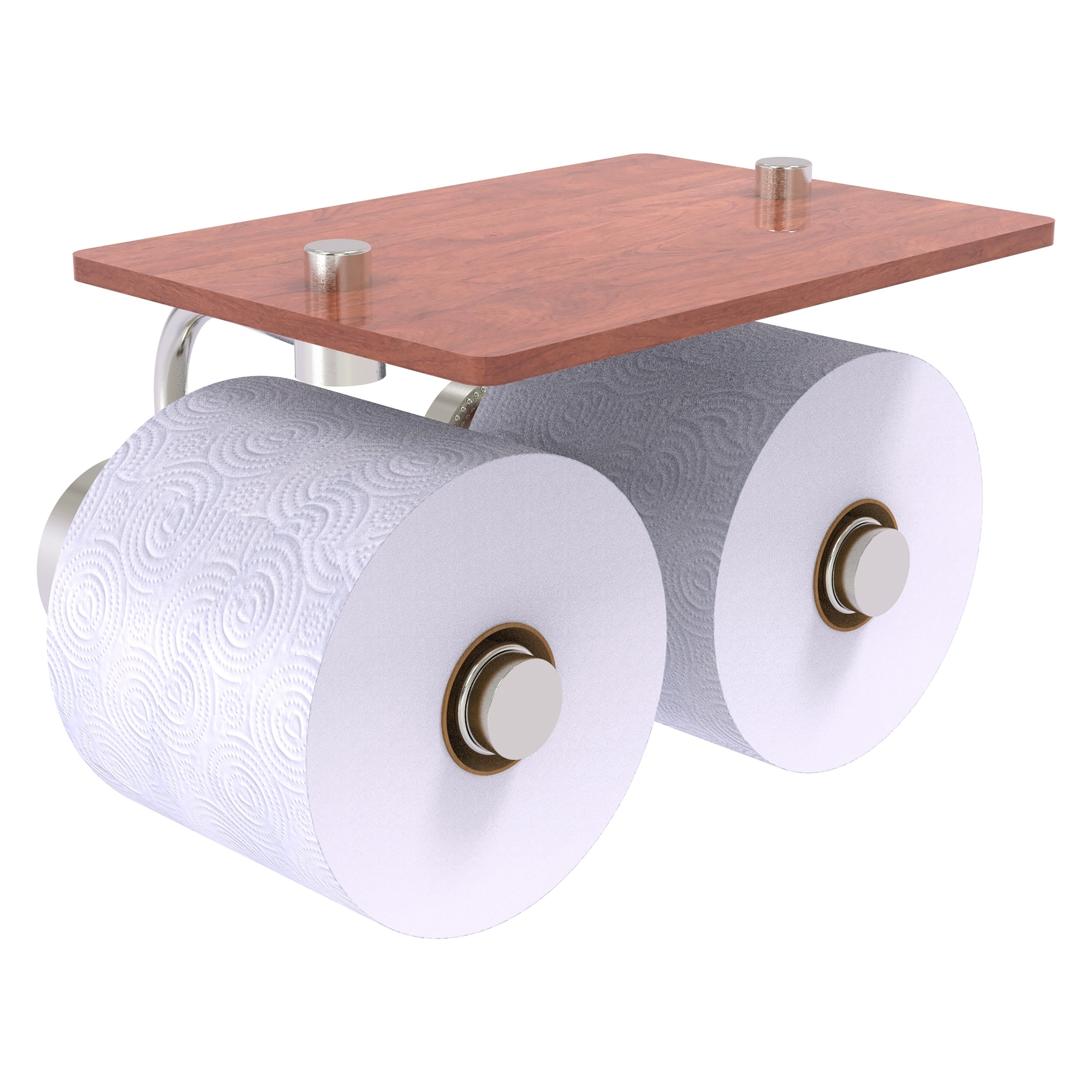Allied Brass DT-24-2S-IRW-SN Dottingham Satin Nickel Wall mount Double post Toilet Paper Holder 2 -Rolls