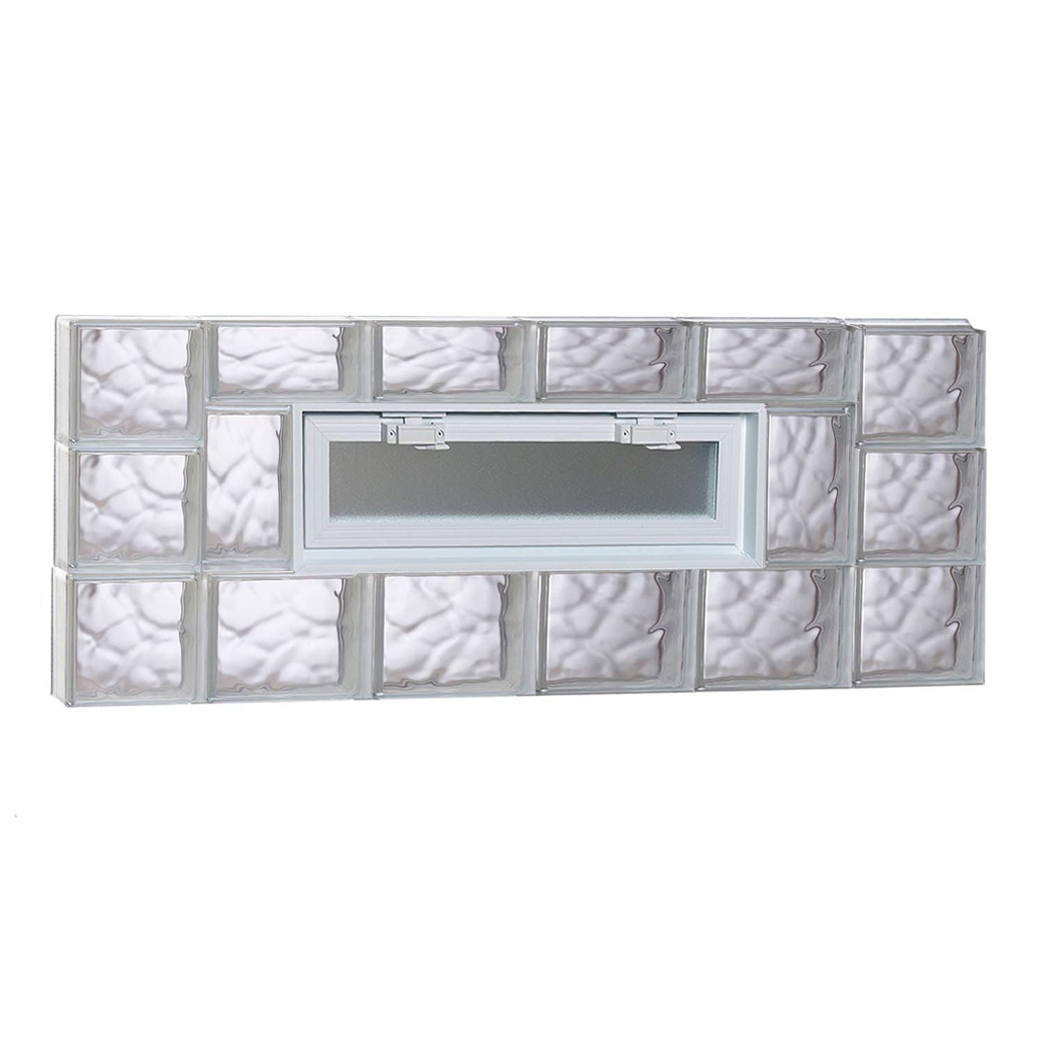 REDI2SET V4418DC Wavy Glass 42-1/2-in x 17-1/4-in Frameless Replacement Vented Glass Block Window
