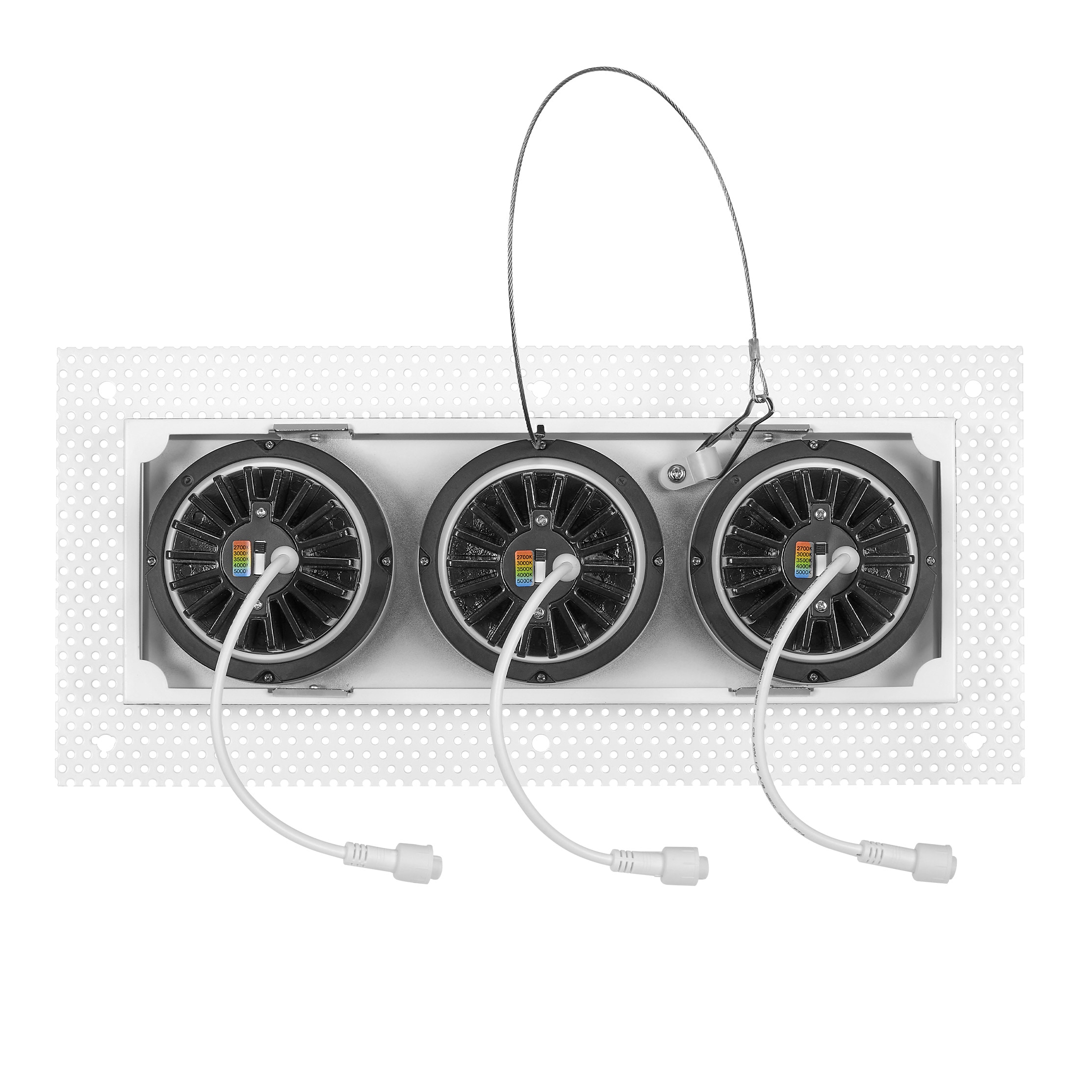 White Aluminum 3-Head LED Recessed Downlight