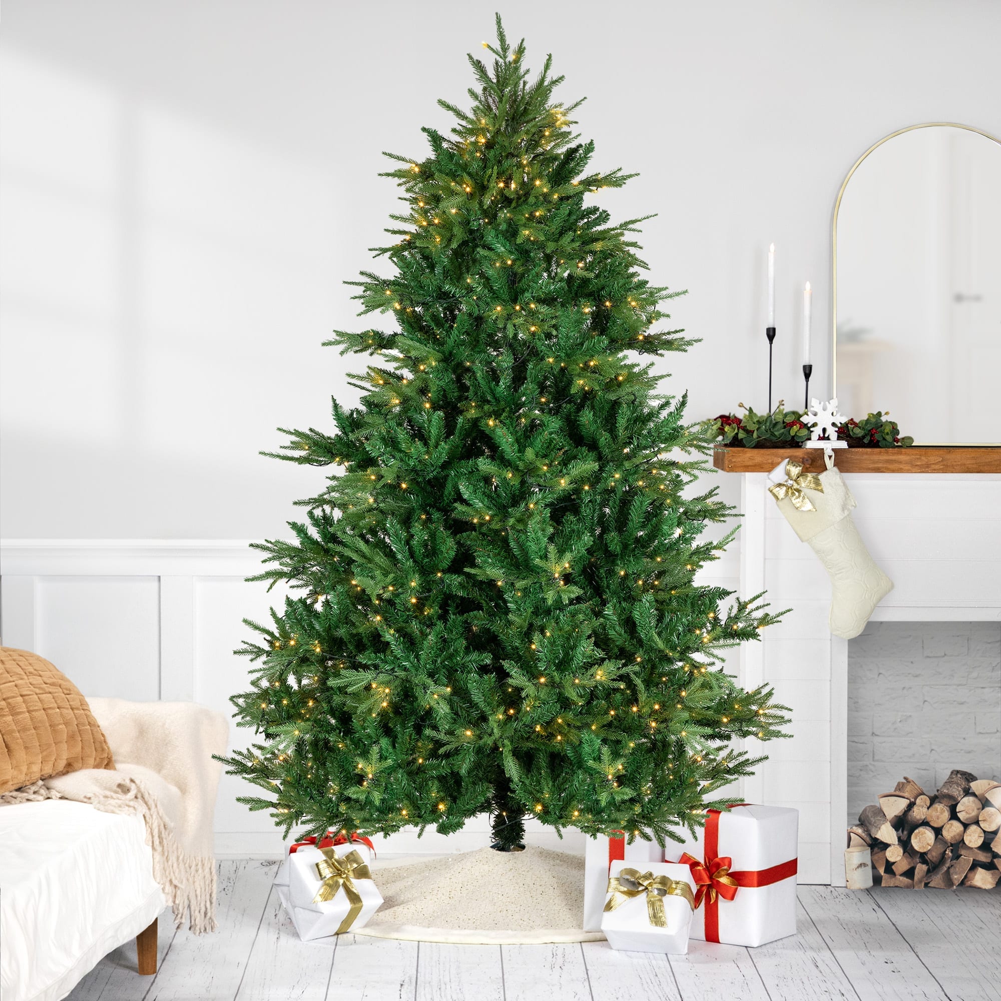 Northlight Real Touch️ Pre-Lit Full Juniper Pine Artificial Christmas Tree - 7.5 feet - Warm White LED