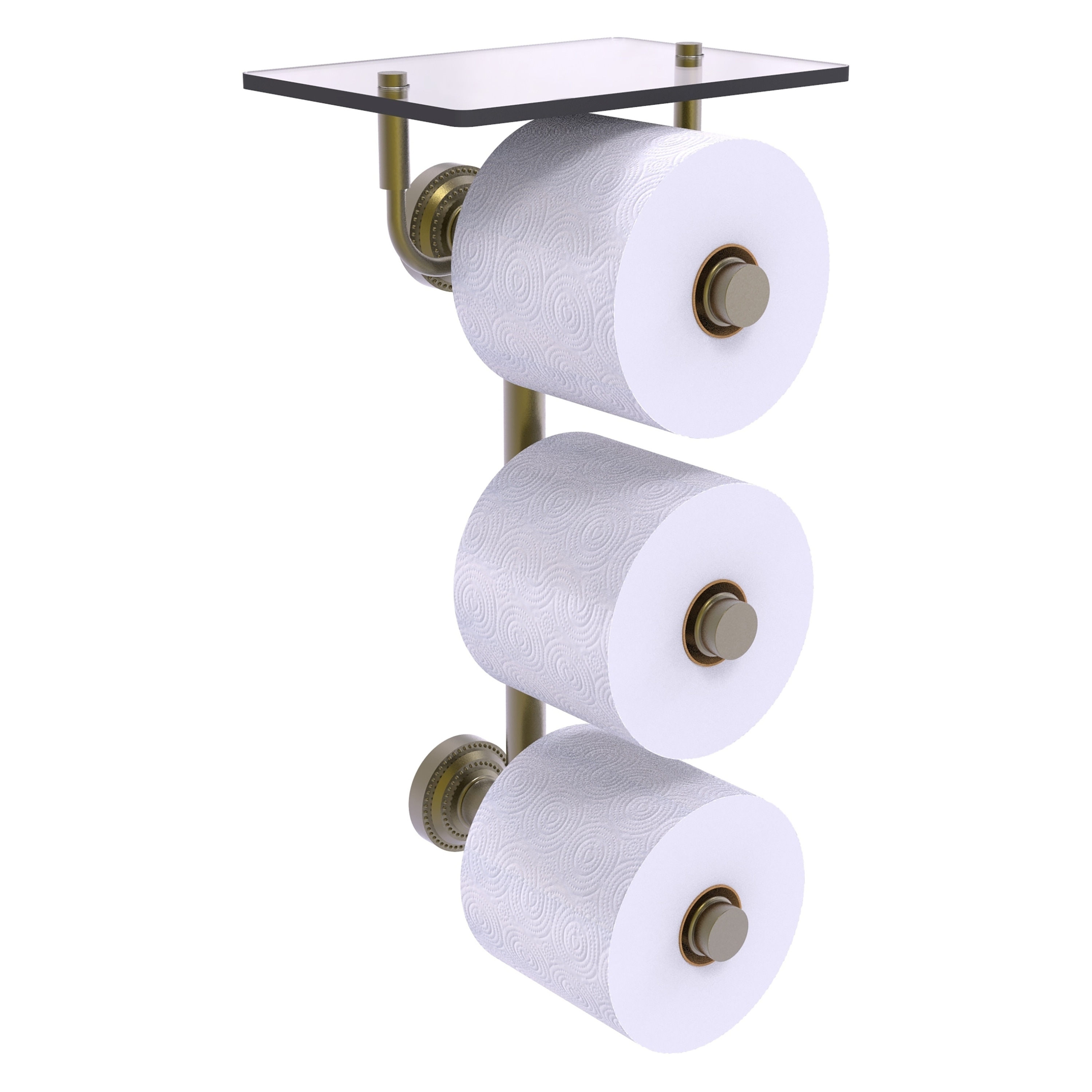 Allied Brass DT-35-3VS-ABR Dottingham Antique Brass Wall mount Double post Toilet Paper Holder 3 -Rolls