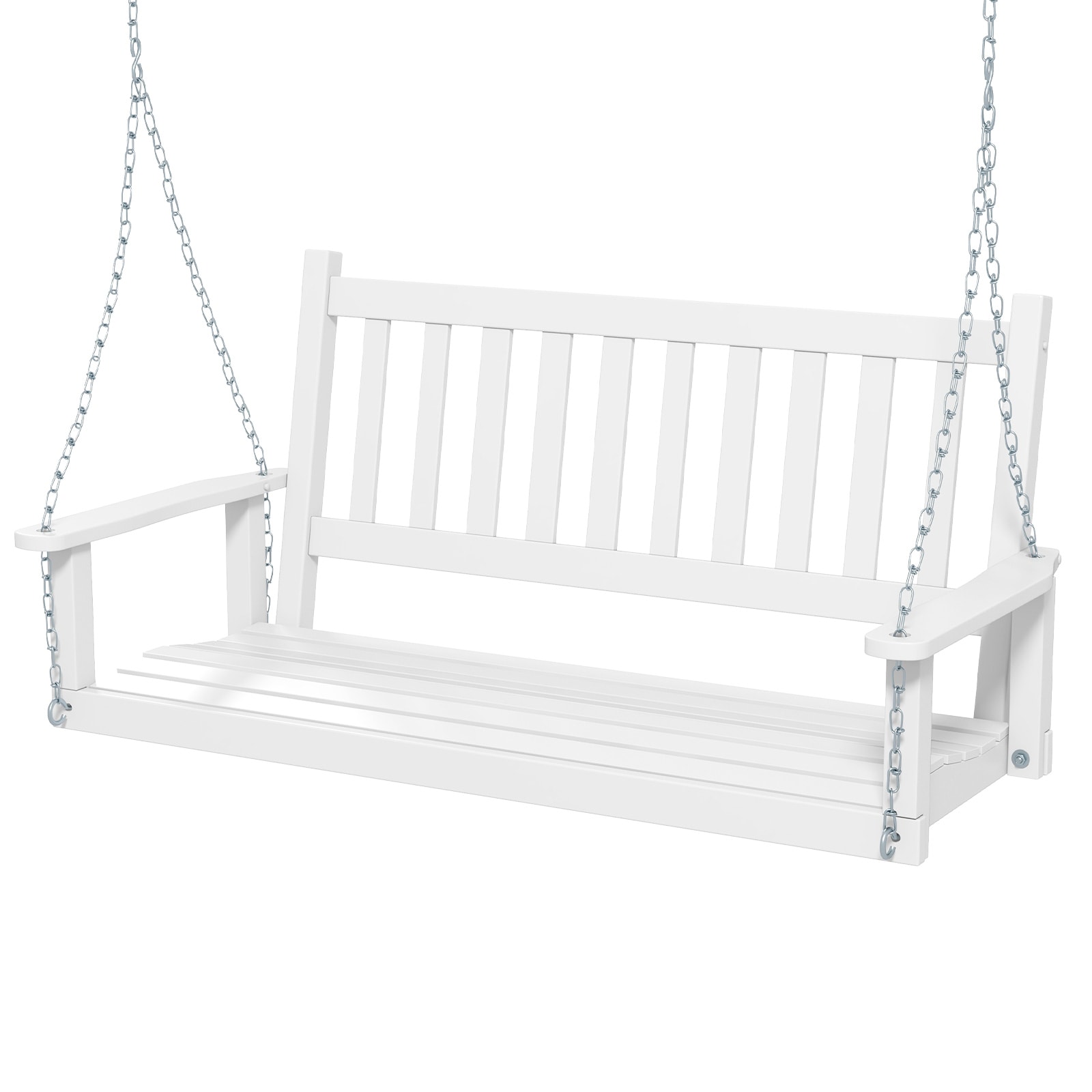 Forclover HYFE-11445WH Porch Swings 3 -person White Wood Outdoor Swing