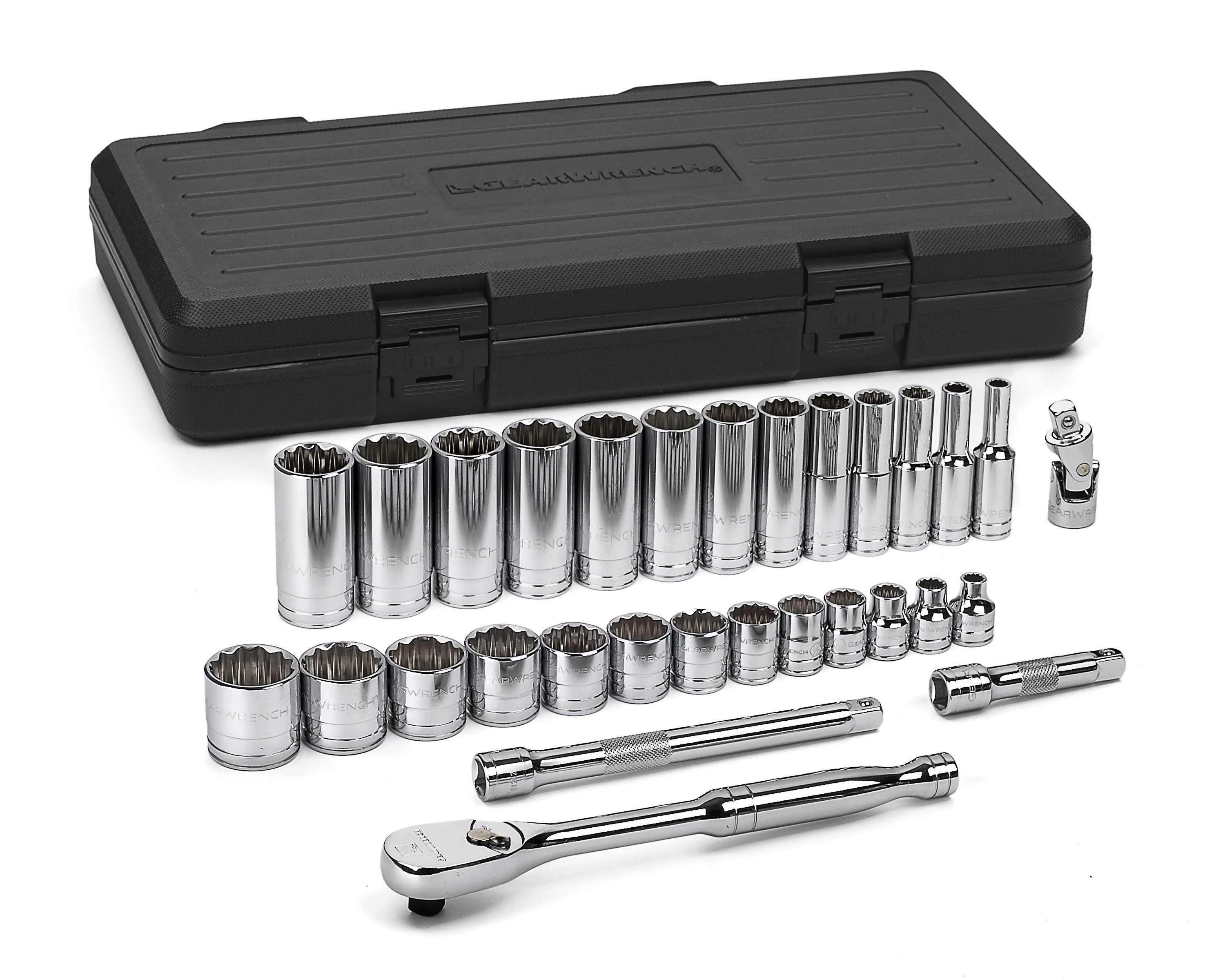 GEARWRENCH 80706 15 Piece 1/2-Inch Drive SAE Socket Set 