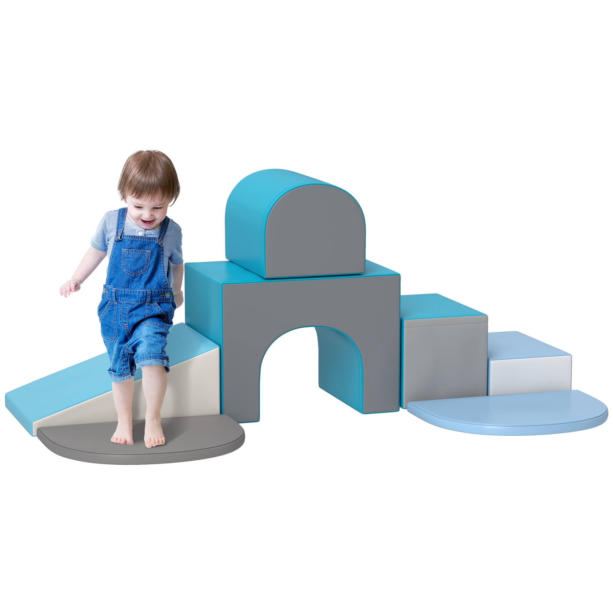 LOVMOR SF-M-W2225P229242 Qaba 7 Piece Baby Soft Play Equipment Toddler Crawling Climber for Creativity and Shape Discovery with Easy to Clean Surface Climbing Toy