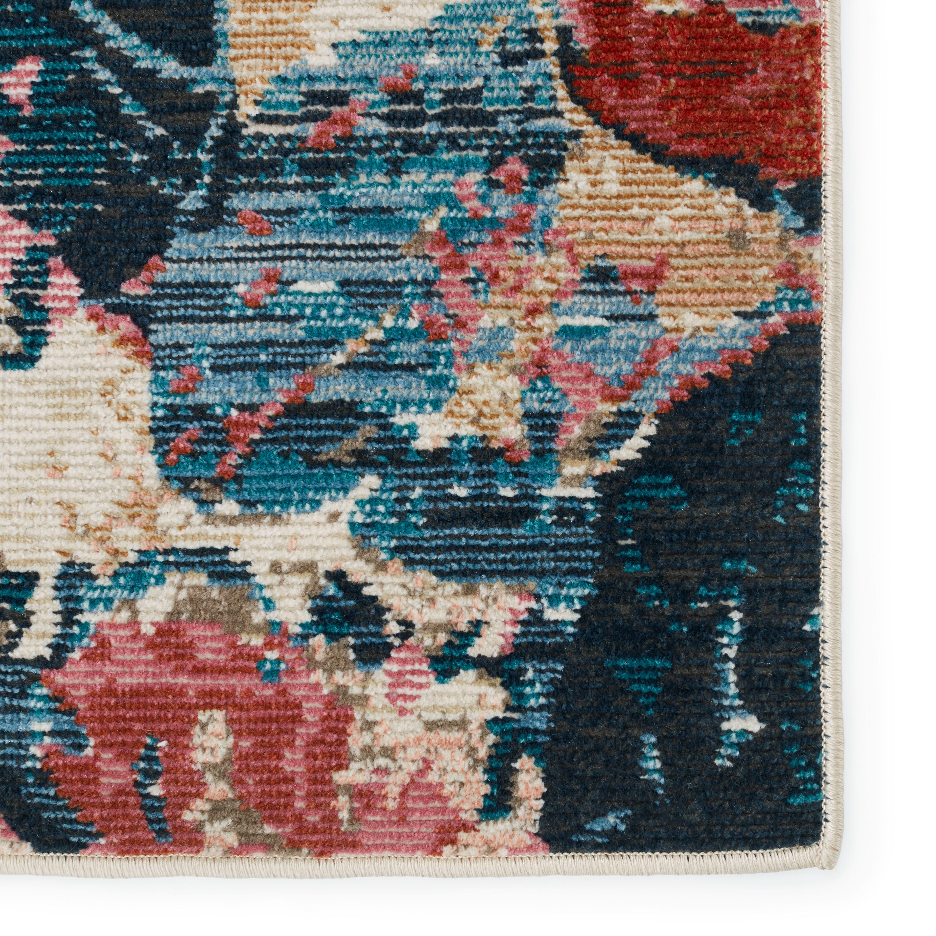 Enchanted Garden Blue Floral 2'6" x 4' Wool-Synthetic Blend Rug