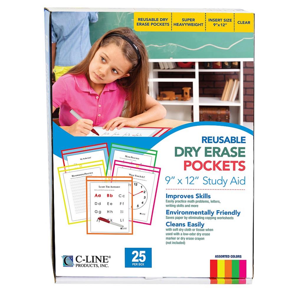 C-Line CLI40820 9-in W x 12-in H Dry Erase Board