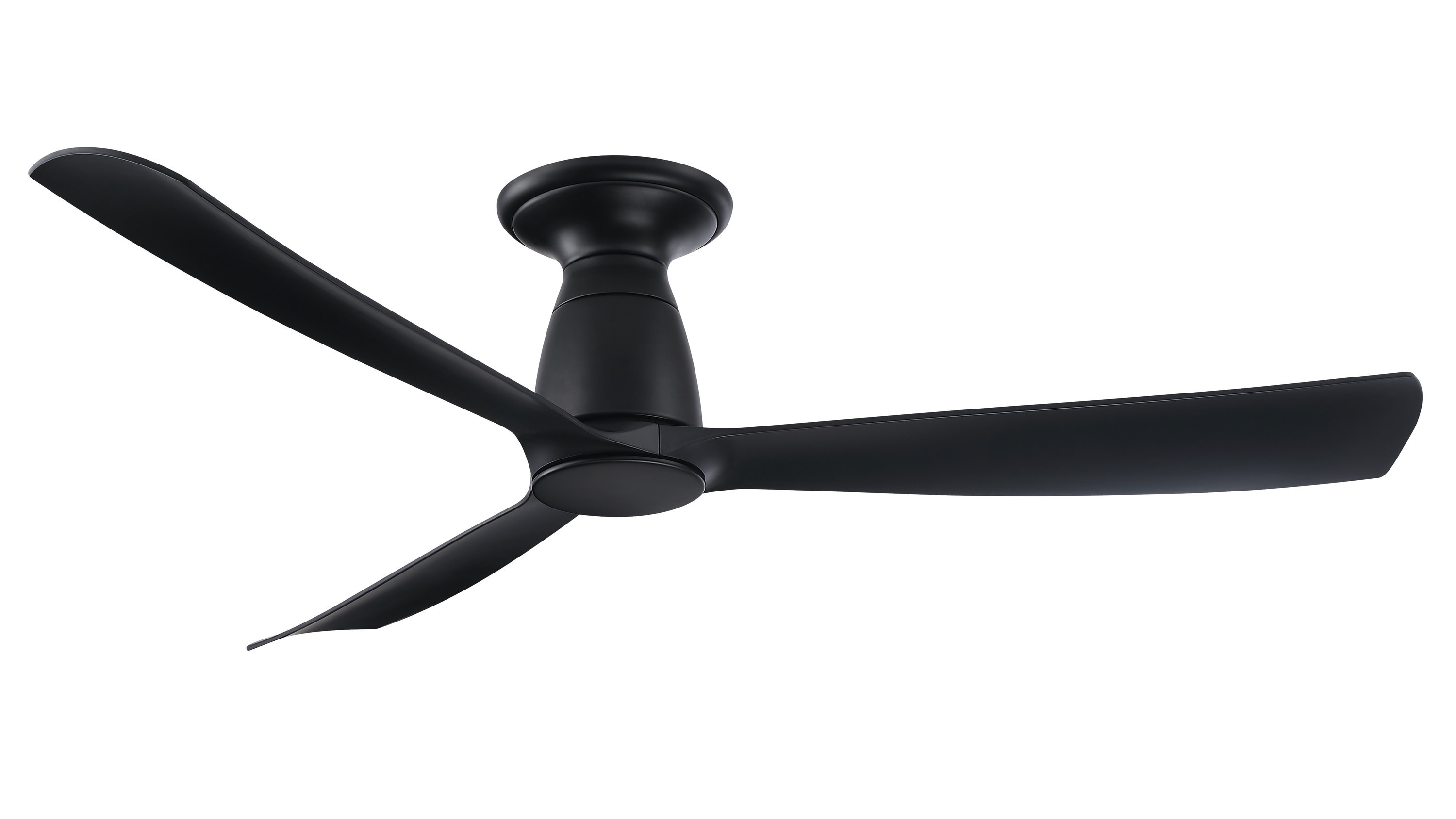 Fanimation FPD8534BL-F Kute 52-in Outdoor Flush Mount Smart Black with Black Blades Propeller Ceiling Fan Light Kit Compatible - Remote Included ( 3 -Blade )