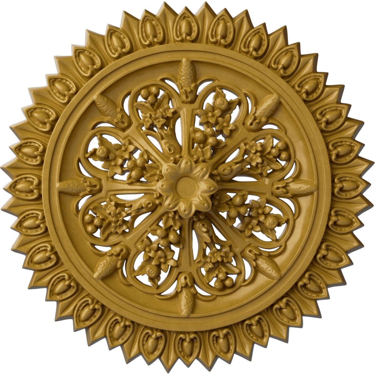 Ekena Millwork CM24LAIGS Lariah 24.75-in W x 24.75-in L Painted Iridescent Gold Polyurethane Whole Ceiling Medallion
