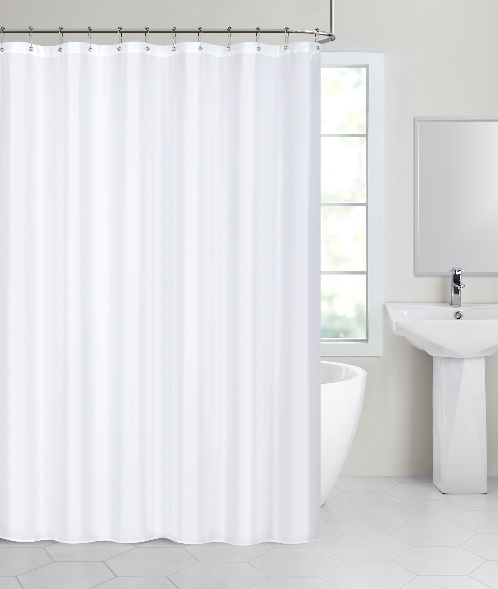 KATE AURORA Hotel Collection Fabric Shower Curtain Liners with Reinforced Hook Holes