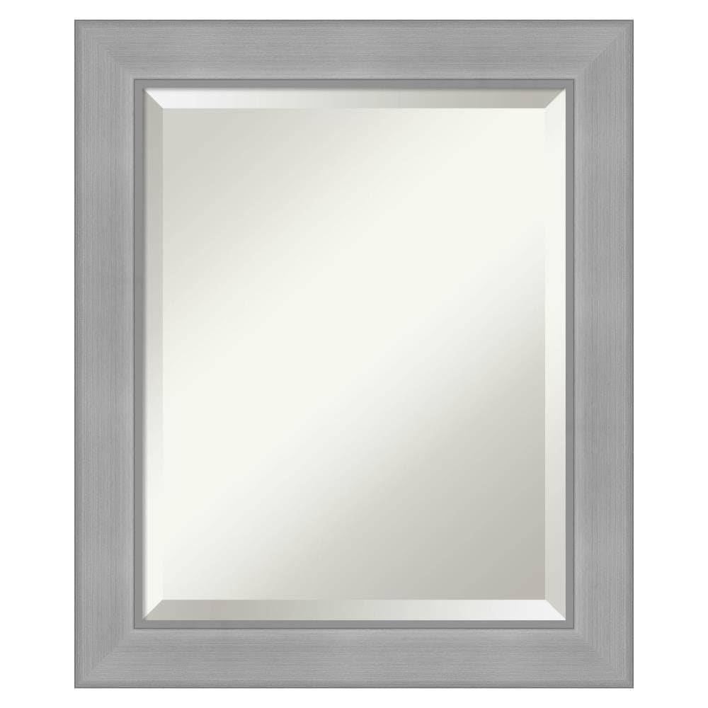 Amanti Art Vista Brushed Nickel Frame Collection 20.5-in W x 24.5-in H Silver Rectangular Bathroom Vanity Mirror