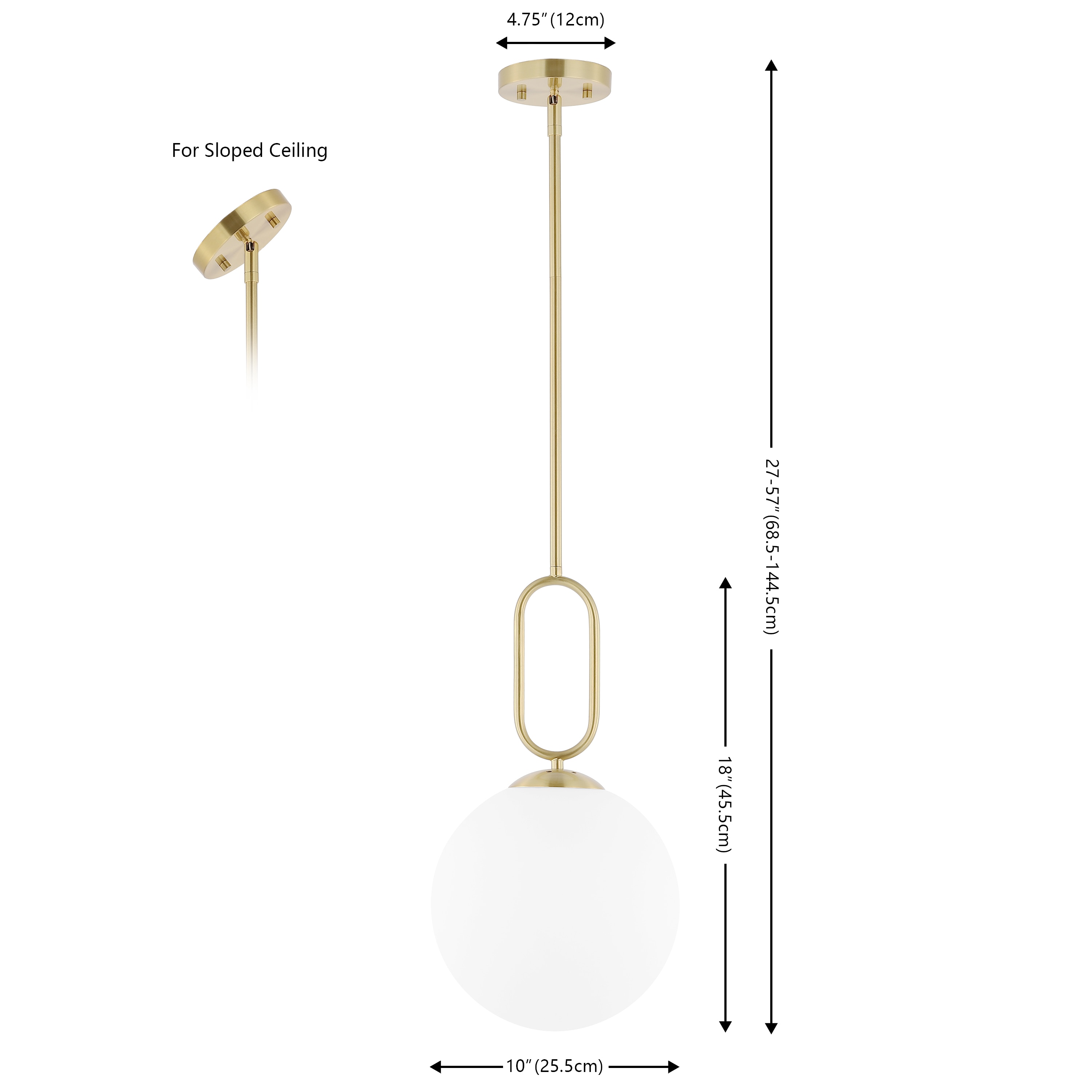 Danva Art Deco Inspired Brass & Glass Globe Pendant Light