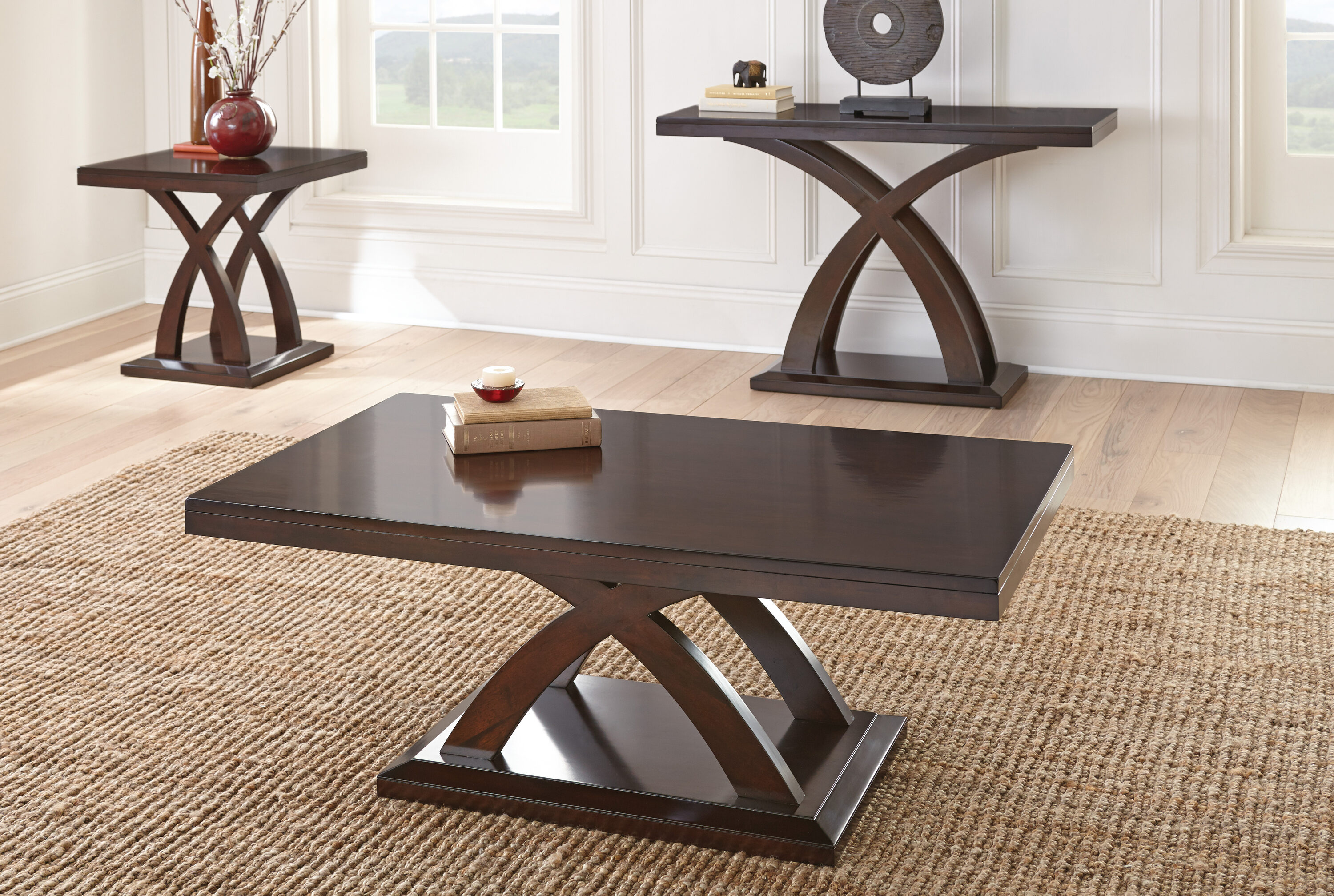 Jocelyn Espresso Cherry Rectangular Wood Cocktail Table