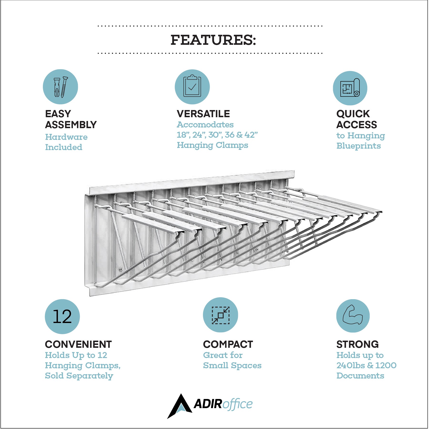 AdirOffice 617-WHI-KIT1 Office-Accessories - View #8