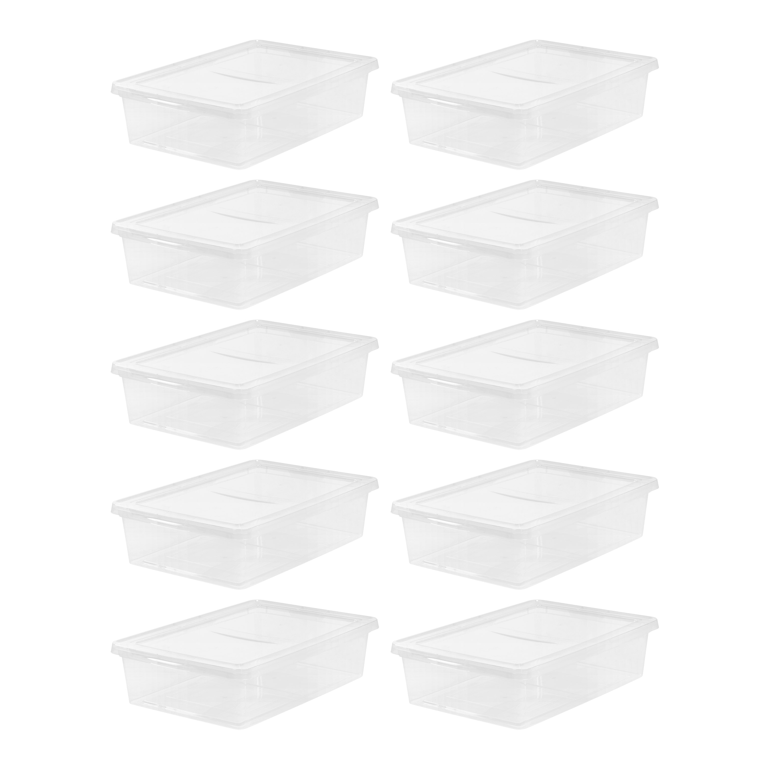 Project Source 500369 10 -Pack Medium 7 -Gallons ( 28 -Quarts ) Clear Stackable Tote with Latching Lid