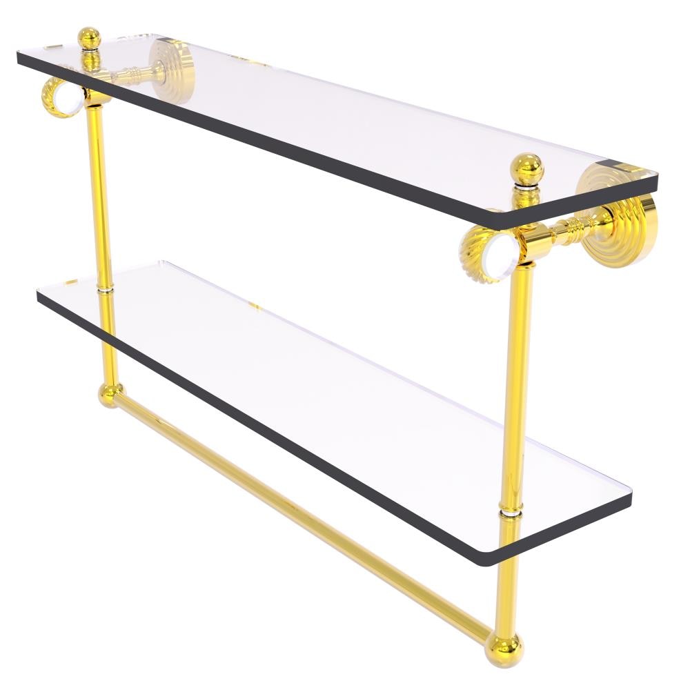 Allied Brass PG-2TBT-22-PB Pacific Grove Polished Brass 2 -Tier Wall mount Bathroom Shelf ( 22-in x 13-in x 5-in )