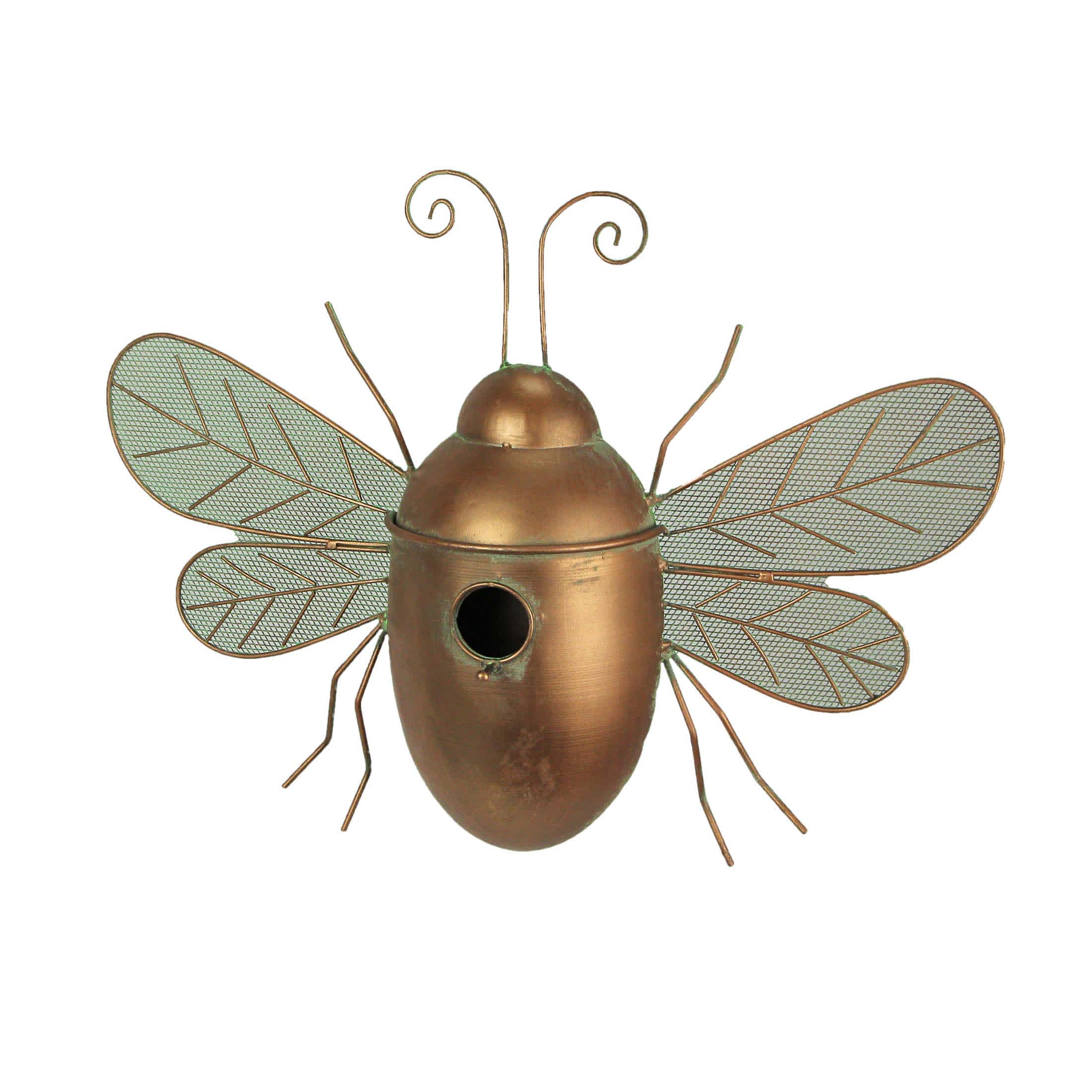 Gerson International Metal Copper Hanging Decorative Bumblebee Bird House Outdoor Home Garden Decor