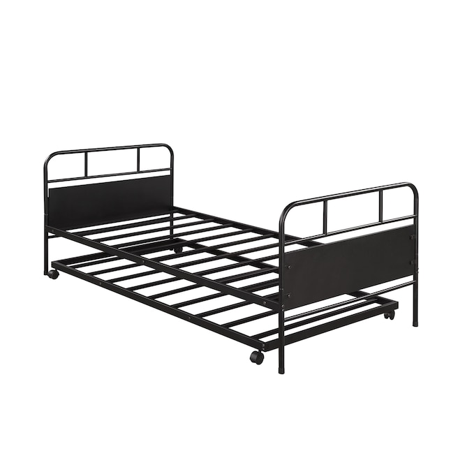 Casainc Metal Daybed Platform Bed Black, Twin Size Black Metal Roll Out Trundle Bed Frame For Daybed