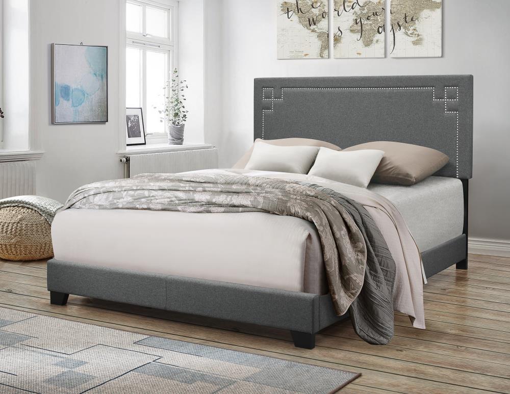 ACME FURNITURE Ishiko II Gray Fabric King Wood Panel Bed in the Beds ...