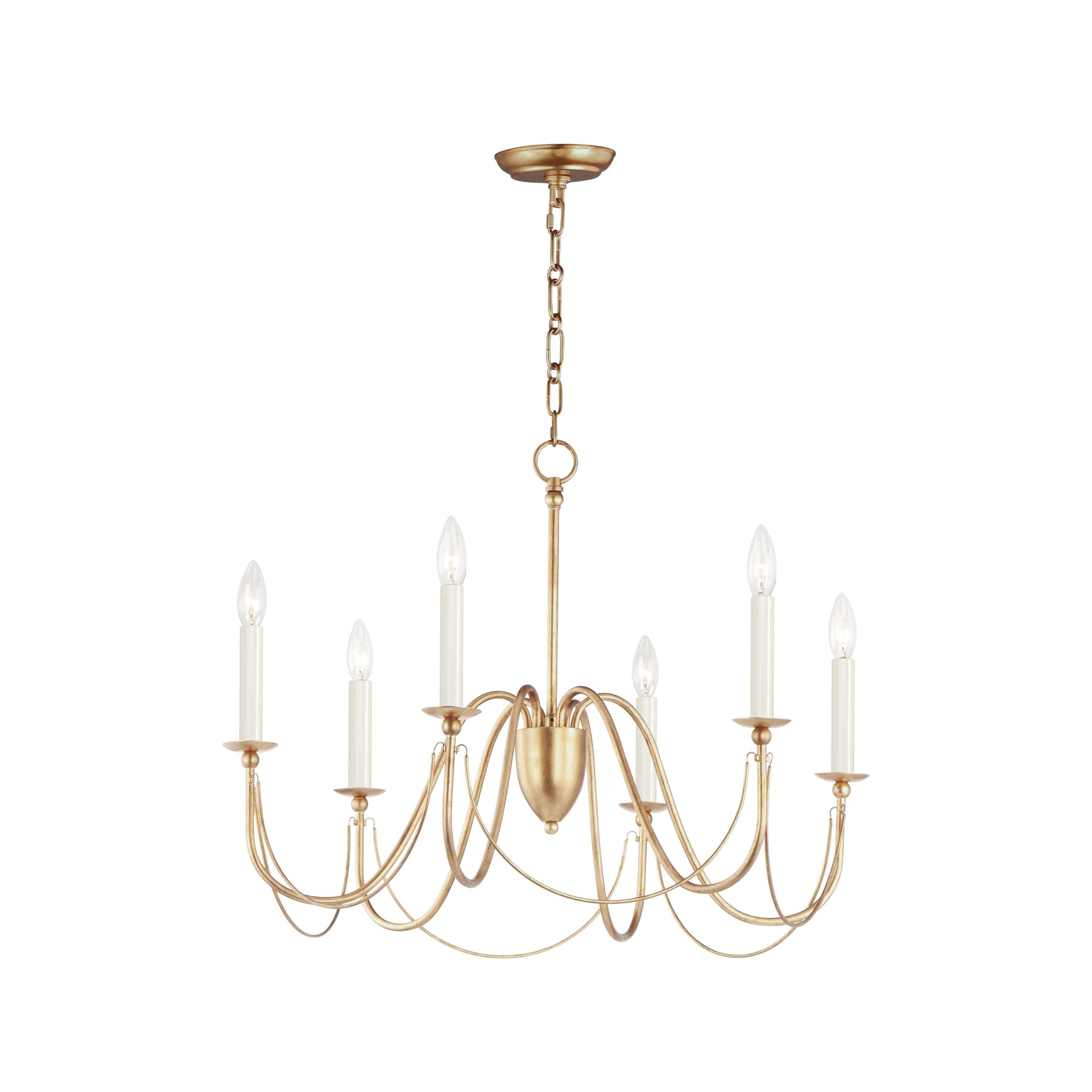 Maxim Lighting 12166GL Plumette 6 -Light Brushed Gold Transitional For Use in Bedrooms, Dining Rooms, Foyers, Kitchens, Living Rooms Chandelier