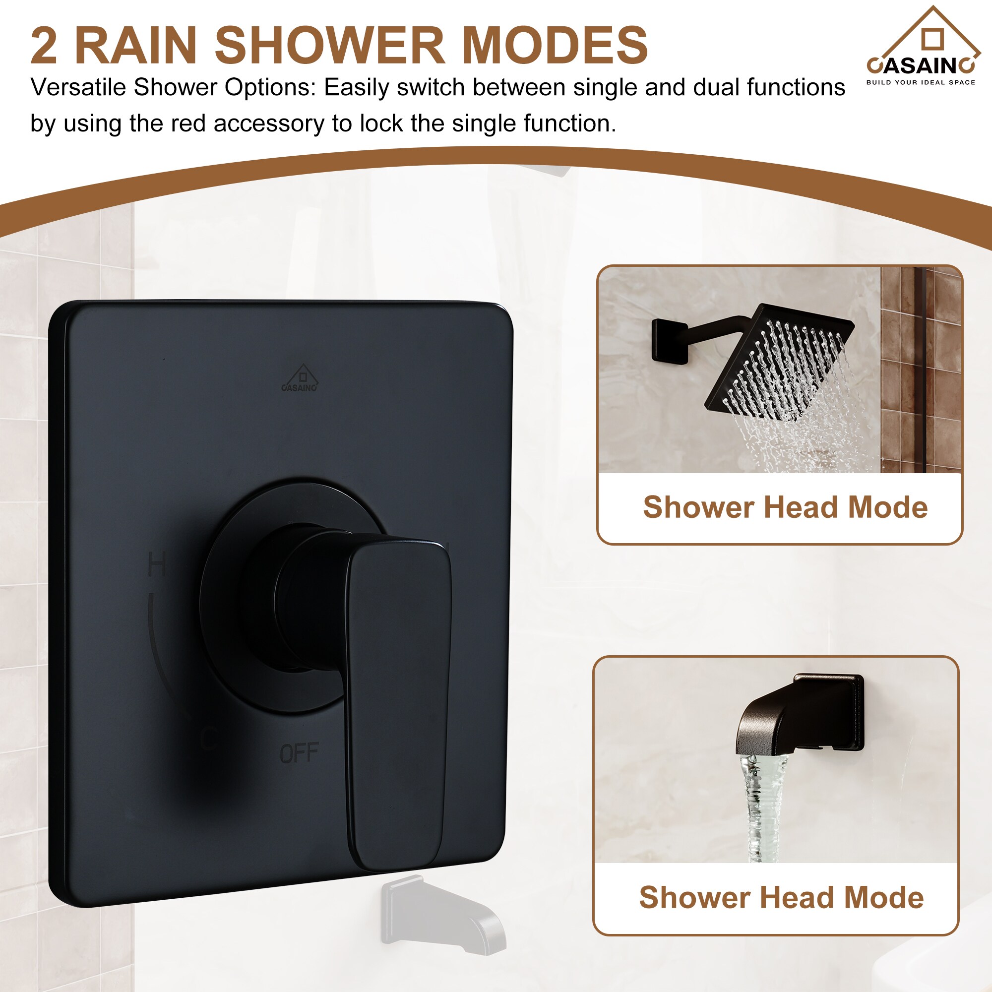 CASAINC KCHS0023MB Showerhead-Bar-Panels - View #6