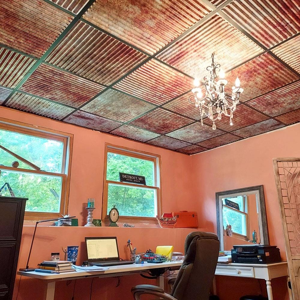 Old Tin Roof Pvc Drop Ceiling Tile