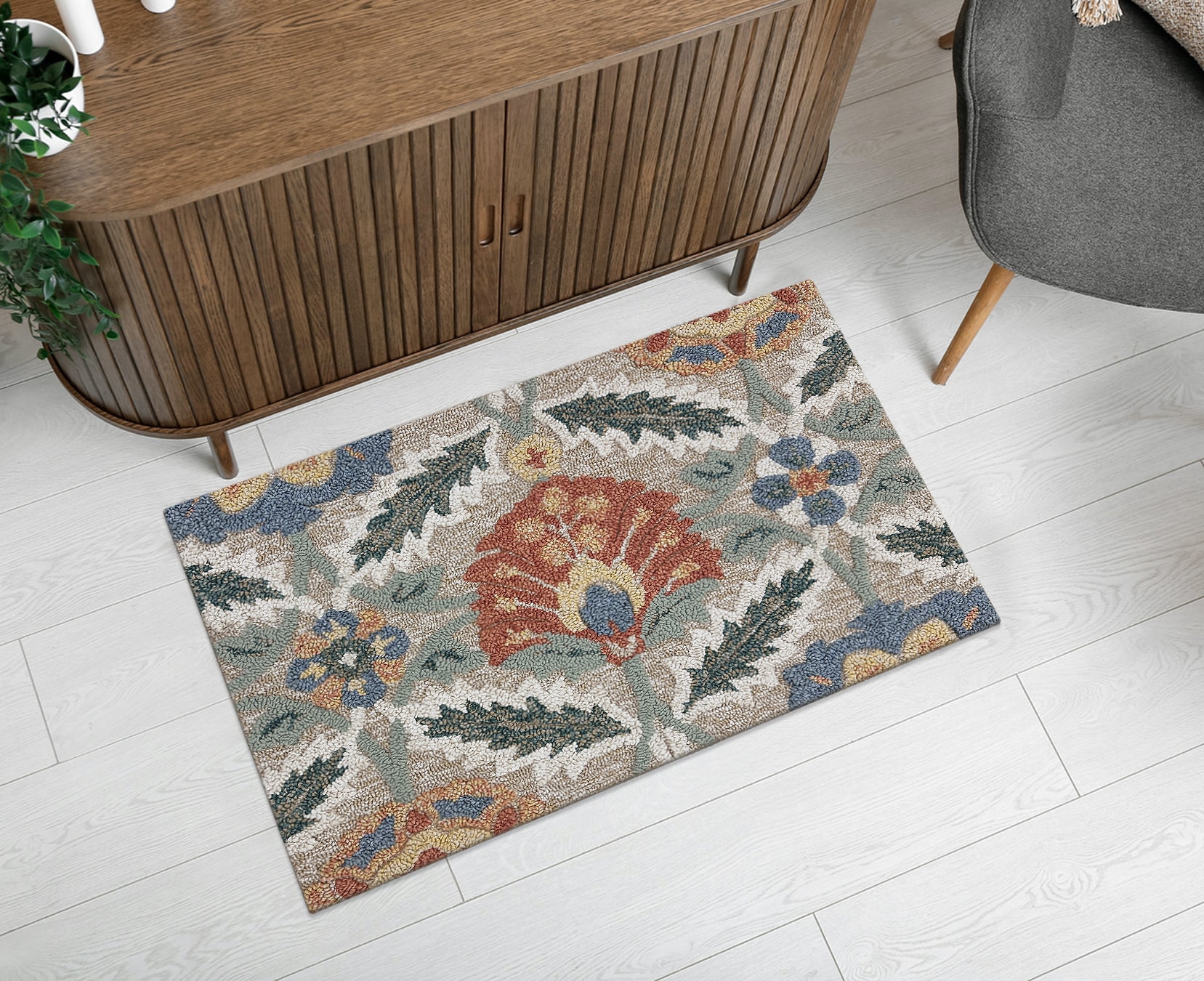 allen + roth with STAINMASTER 33083 Covert Sparks 2 x 3 (ft) Tufted Polypropylene Warm-Linen Rectangular Indoor/Outdoor Throw rug
