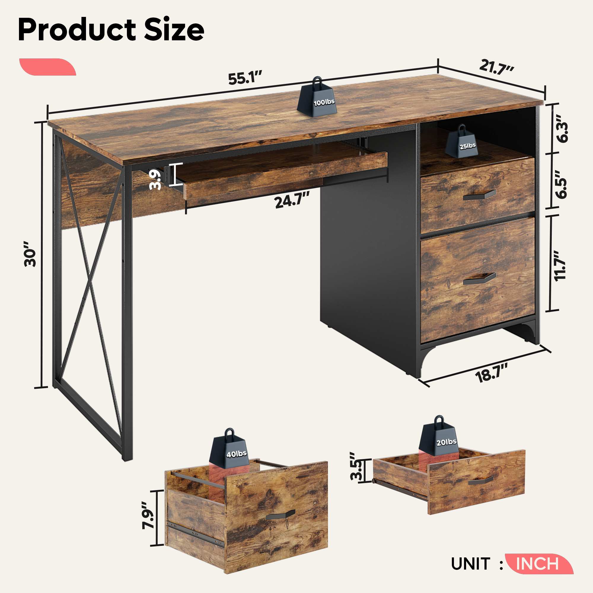 Bestier LOW-D374Q-RST desks - View #4