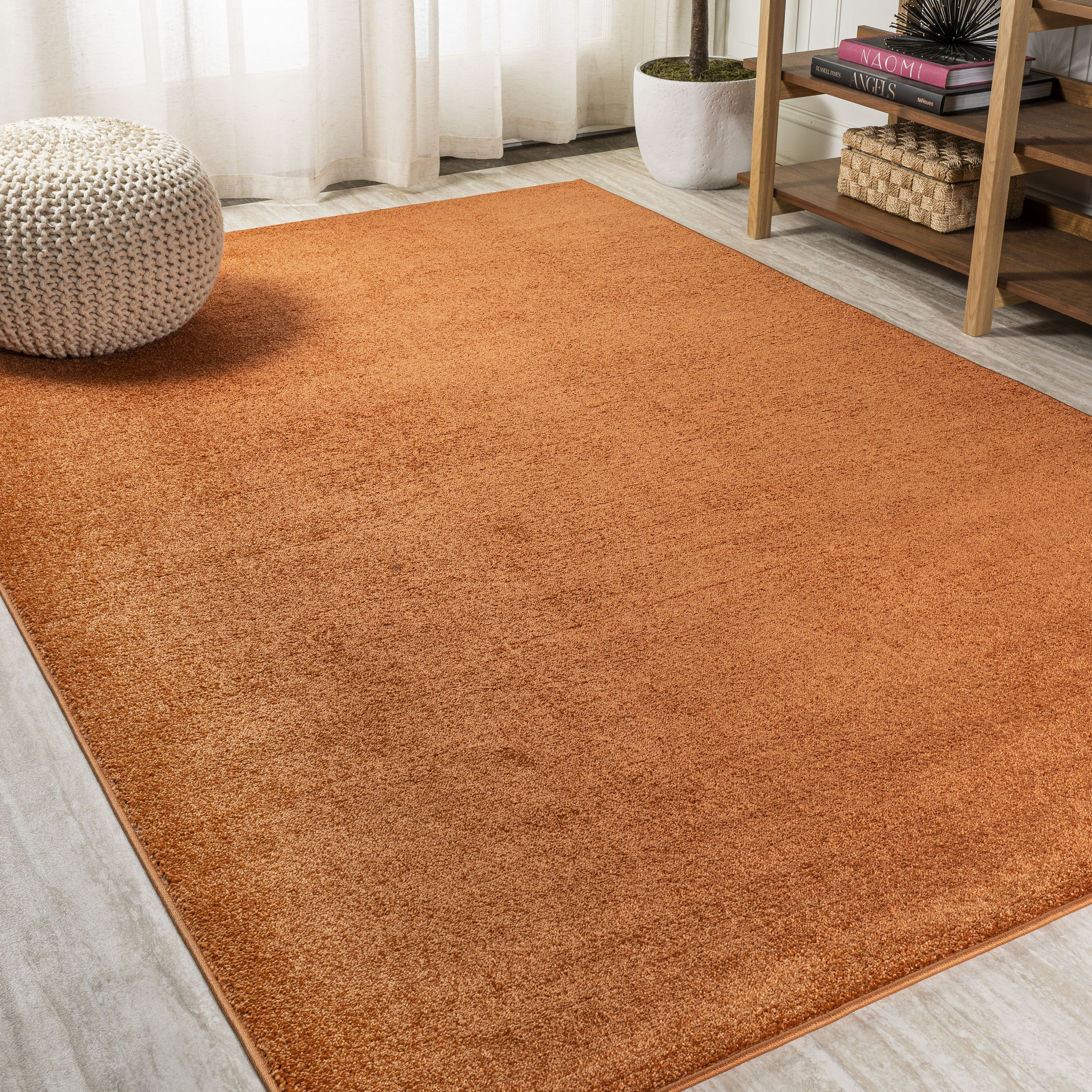 JONATHAN  Y SEU100M-6 SUPERSOFT Haze Solid Low-Pile 6 x 9 (ft) Loomed Polypropylene Orange Rectangular Indoor Solid Coastal Area rug