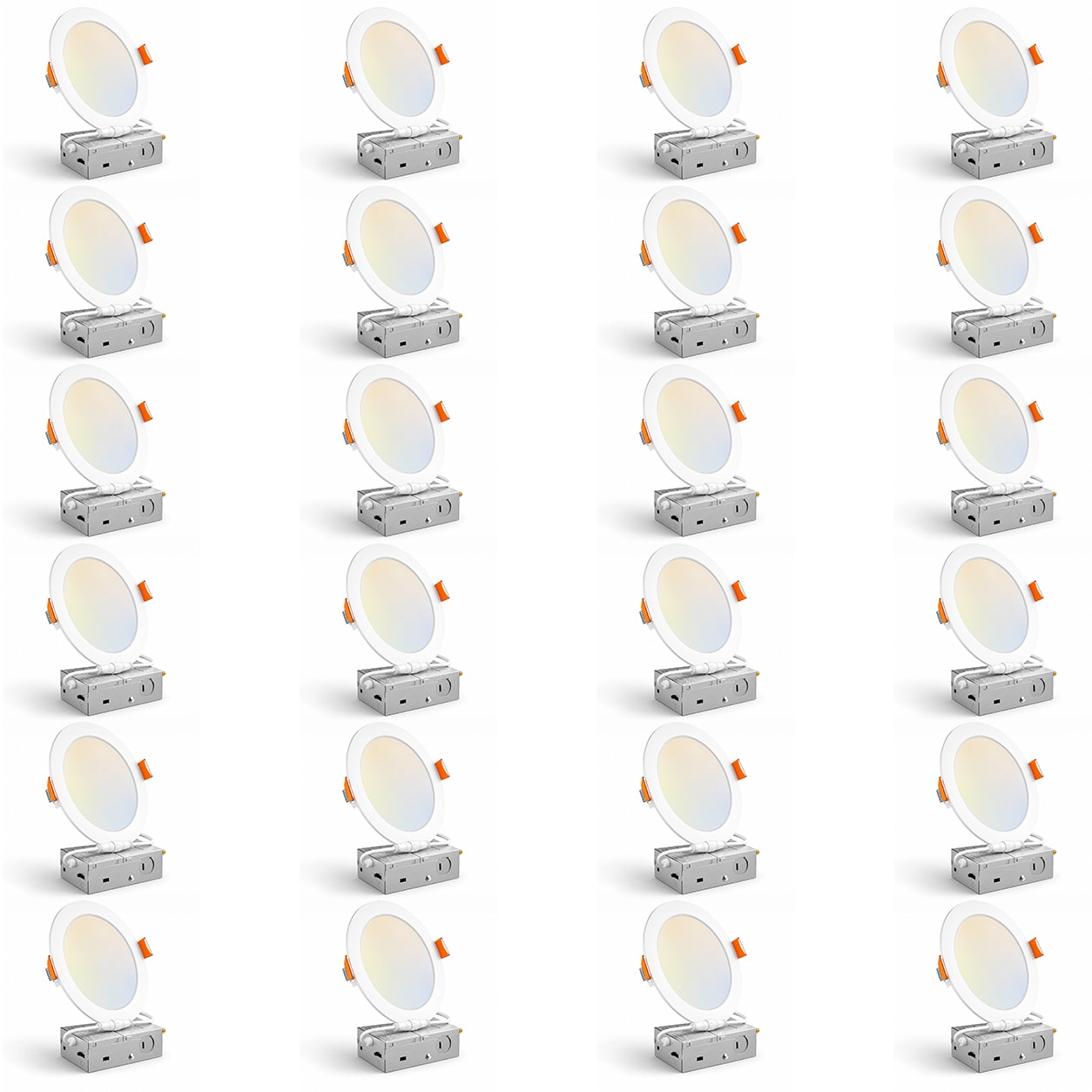 Amico  6 in 24 Pack Ultra-Thin LED Recessed Ceiling Light 5CCT Selectable Dimmable Canless Wafer Downlight IC Rated