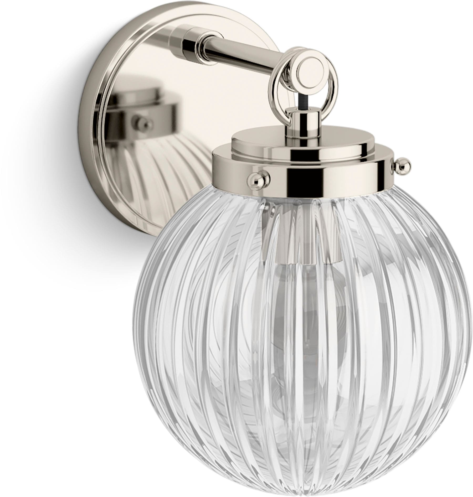 Polished Nickel Glass Globe Wall Sconce