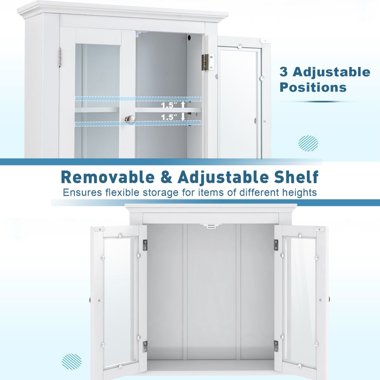 WELLFOR UTS-10483WH Bathroom-Wall-Cabinets - View #7