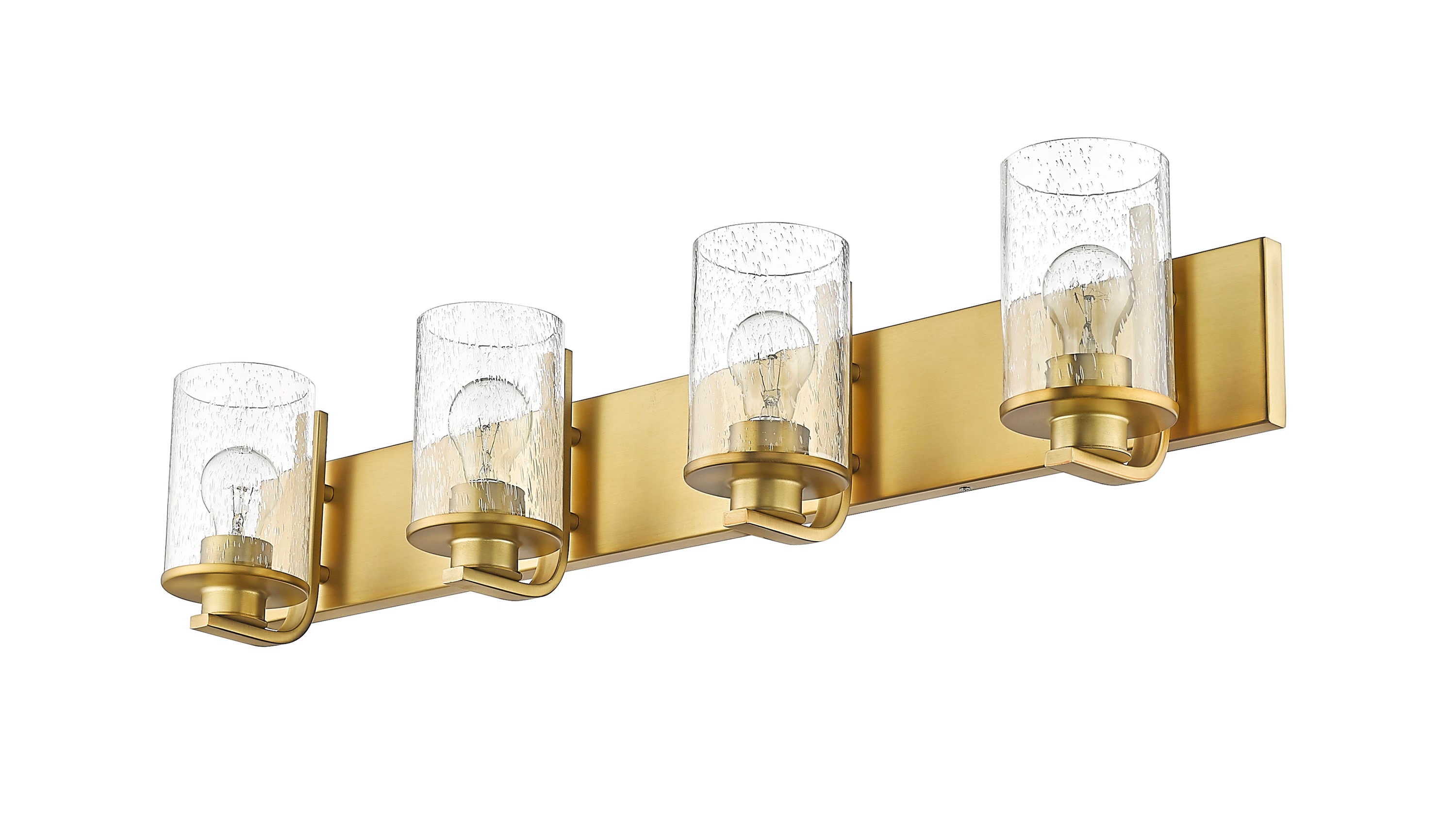 Beckett Olde Brass 4-Light Vanity with Clear Seedy Glass Shades