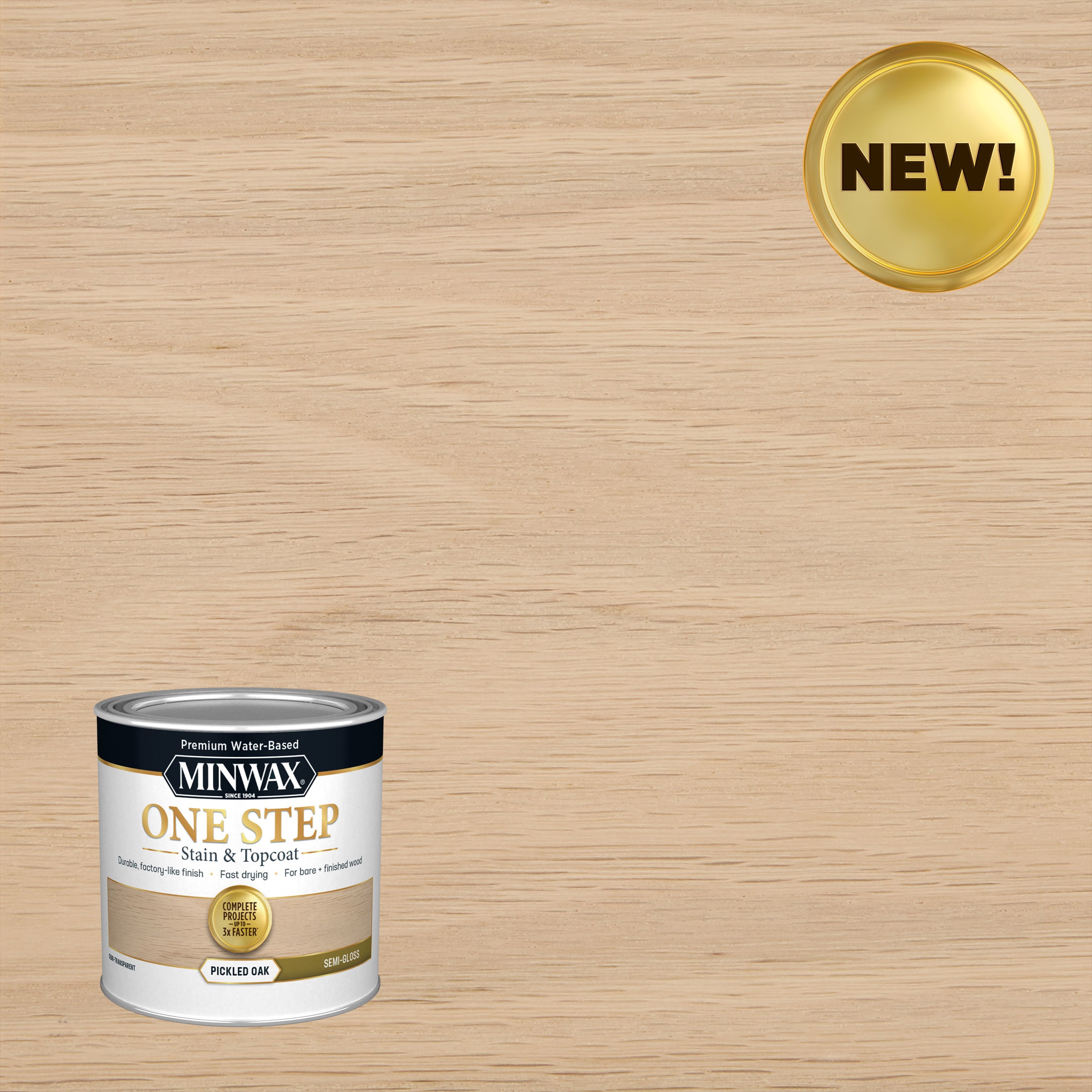 Minwax - One Step Water-based Pickled Oak Semi-transparent Semi-gloss Interior Stain ( Half-pint )