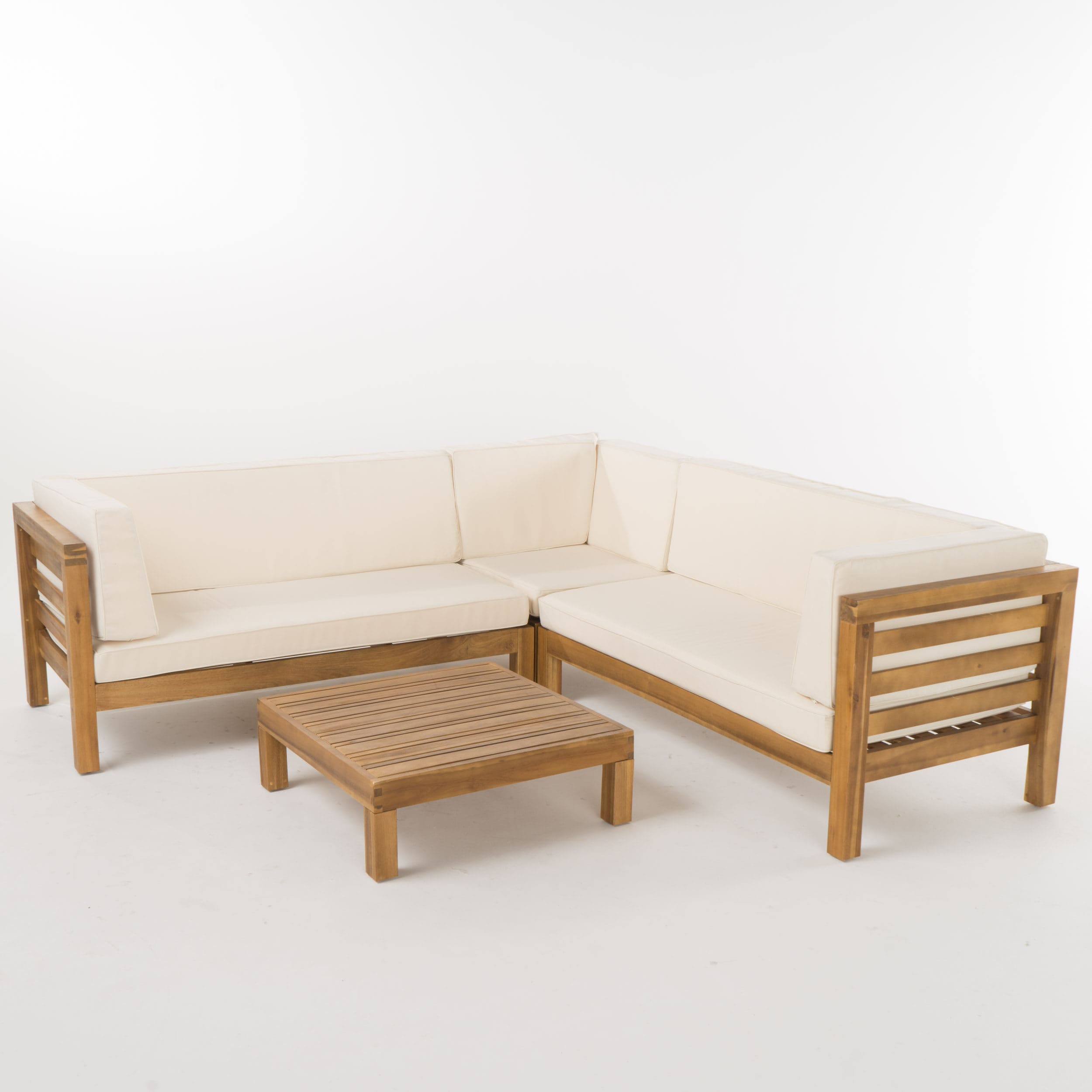Best Selling Home Decor - Cascada Outdoor Sofa with Off-white Cushions and Acacia Frame