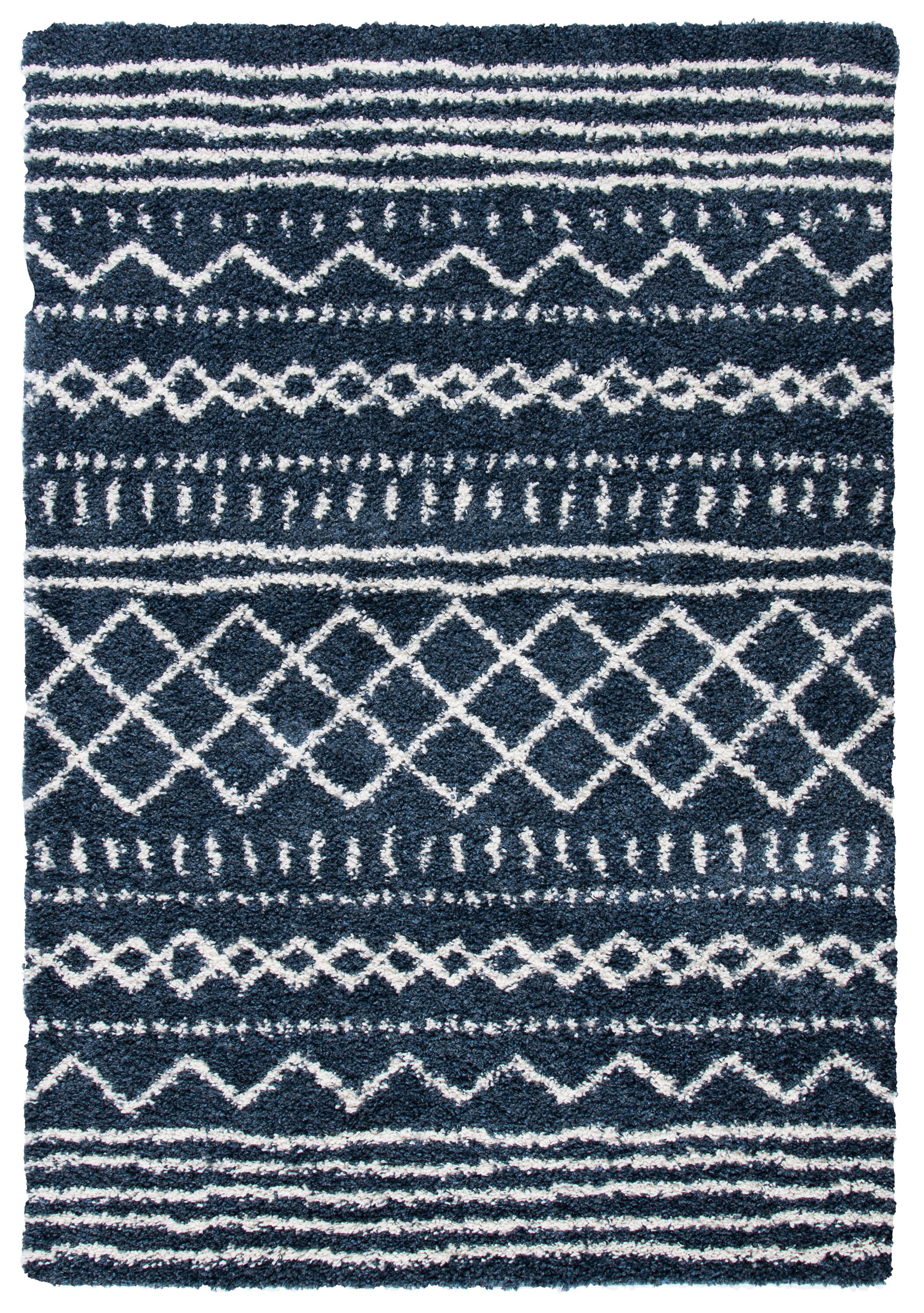 Safavieh ASG741L-5 Arizona Shag 5 x 8 (ft) Loomed Polypropylene Slate Blue/Ivory Rectangular Indoor Abstract Moroccan Area rug