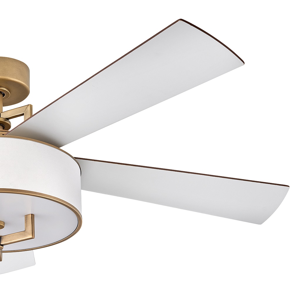 Hinkley Hampton 56-in Heritage Brass with Matte White Blades Integrated LED Indoor Smart Ceiling Fan with Light and Remote (5-Blade) 903056FHB-LID Sansujyuku sansujyuku.com