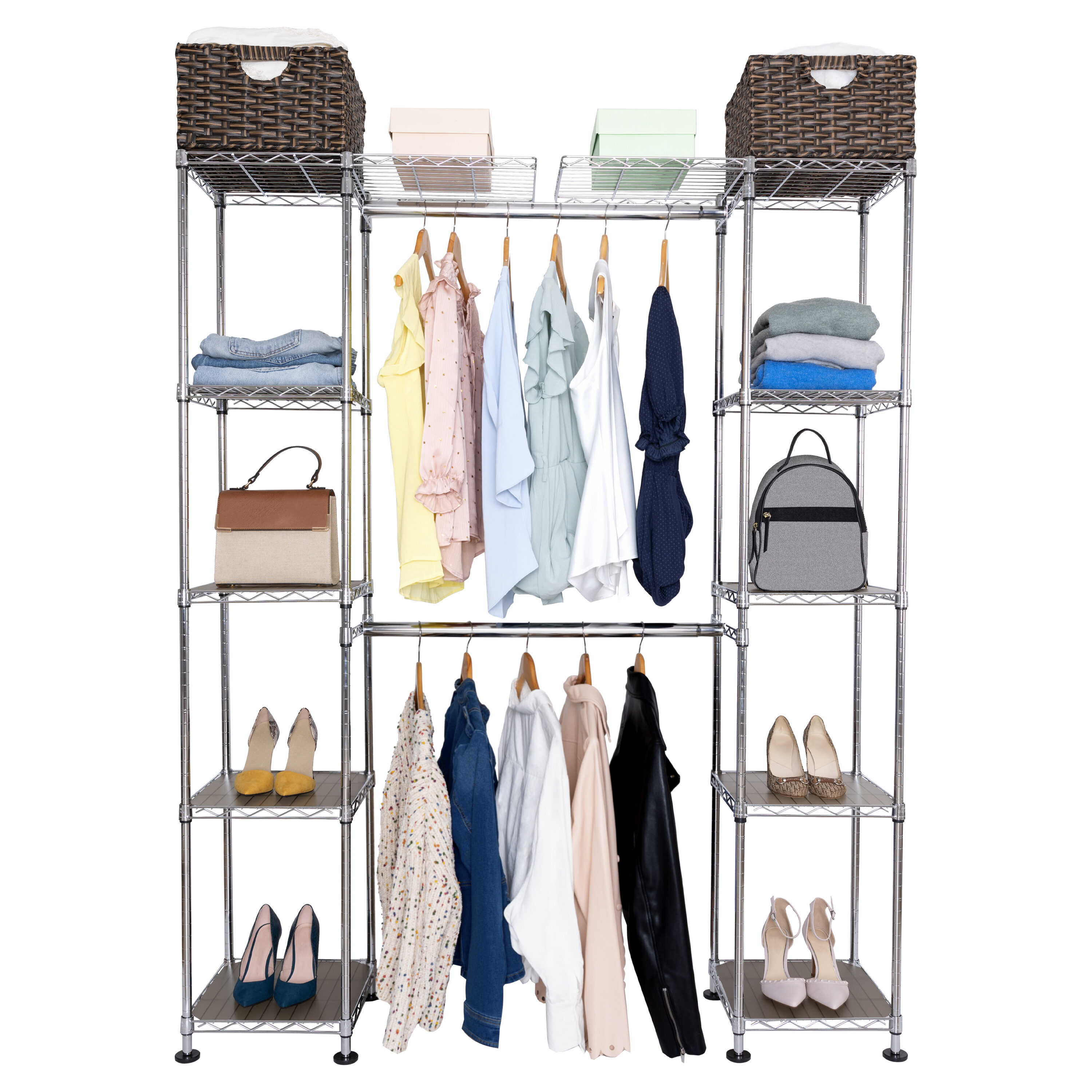 Honey-Can-Do WRD-09305 Freestanding Double Rod Closet Organizer