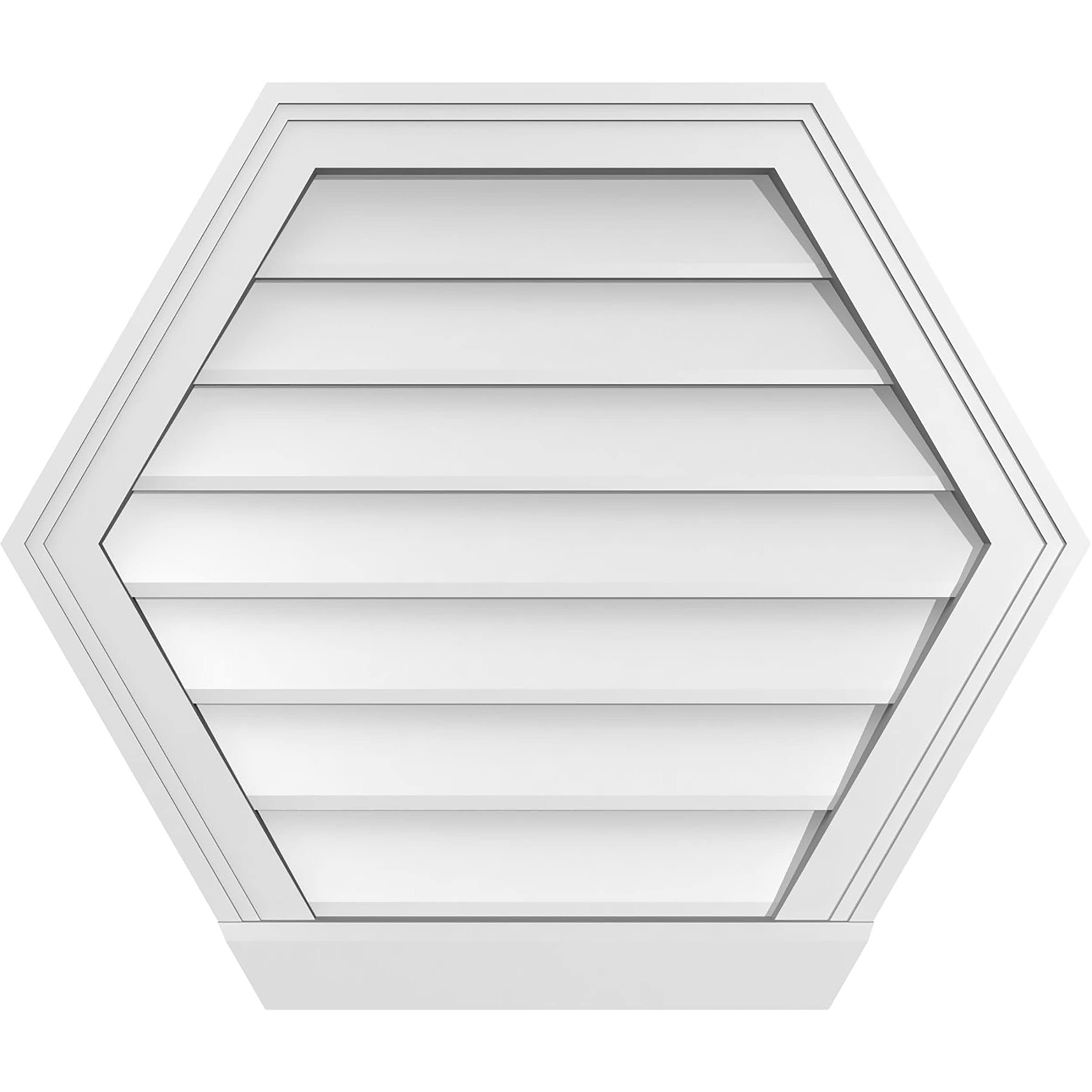 Ekena Millwork GVPHP26X2203SN 26-Inches x 22-Inches Off-white Peaked PVC Gable Louver Vent