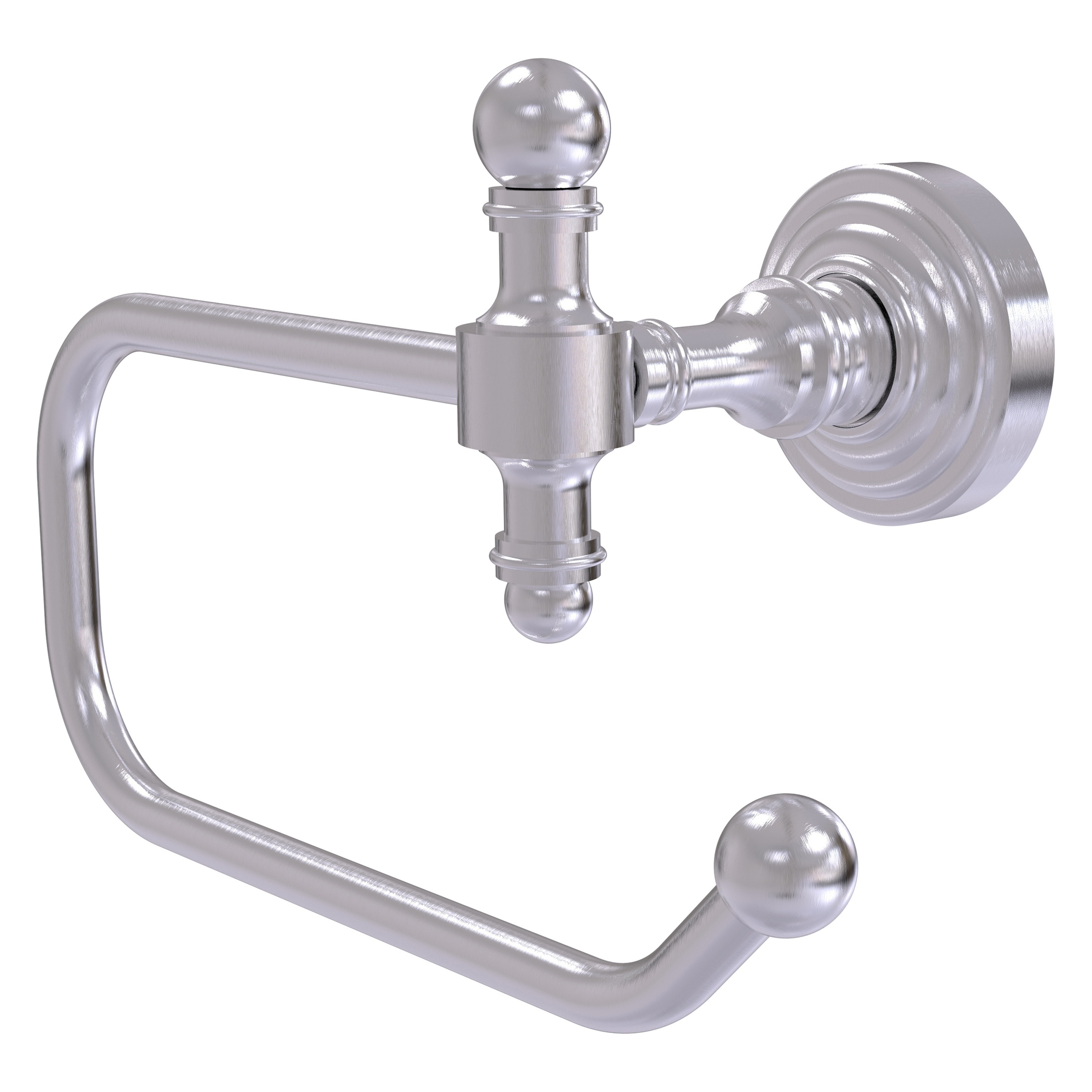 Allied Brass RW-24E-SN Retro Wave Satin Nickel Wall mount Single post Toilet Paper Holder 1 -Rolls with Storage