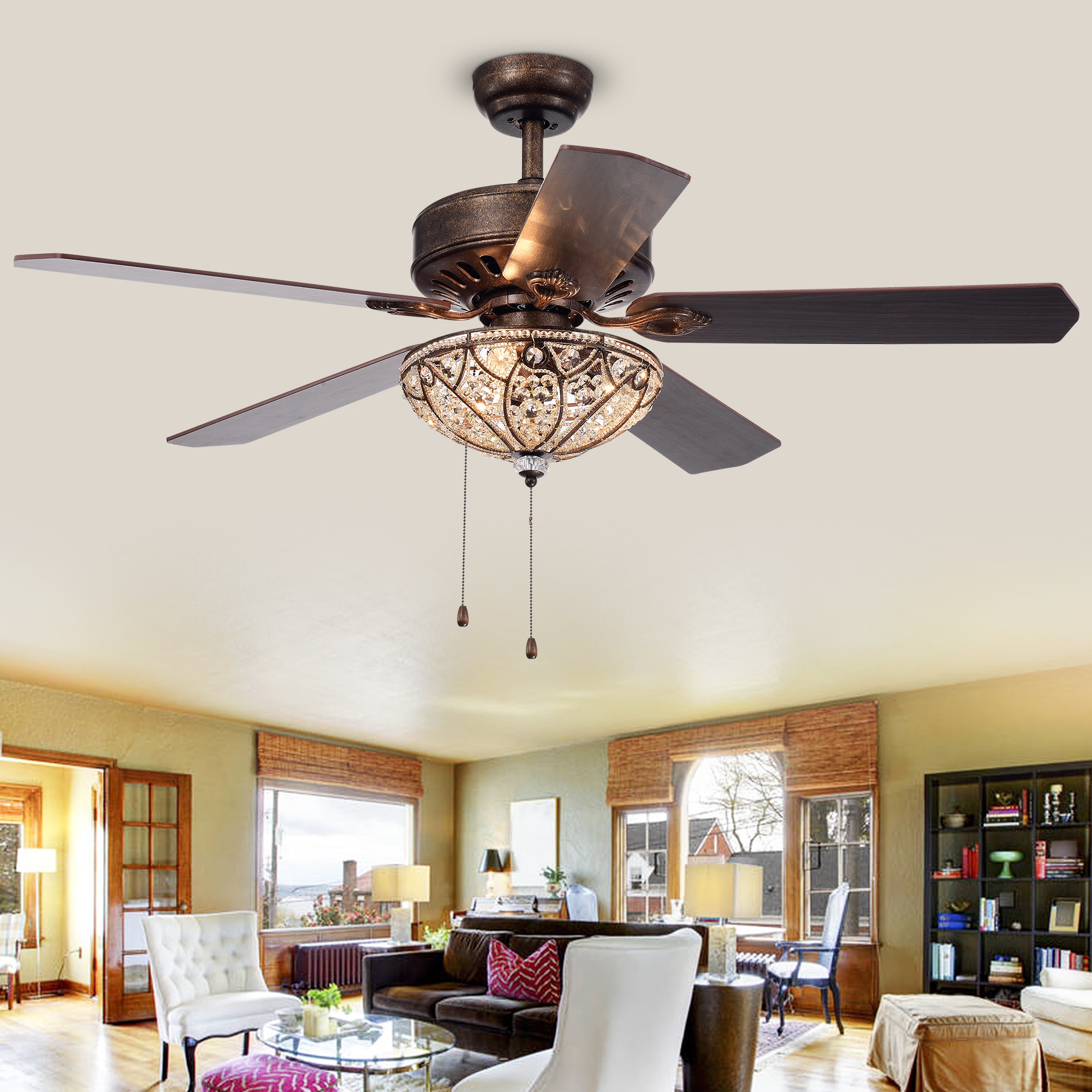 Home Accessories Inc 52-in Rustic Bronze Indoor Ceiling Fan with Light ...