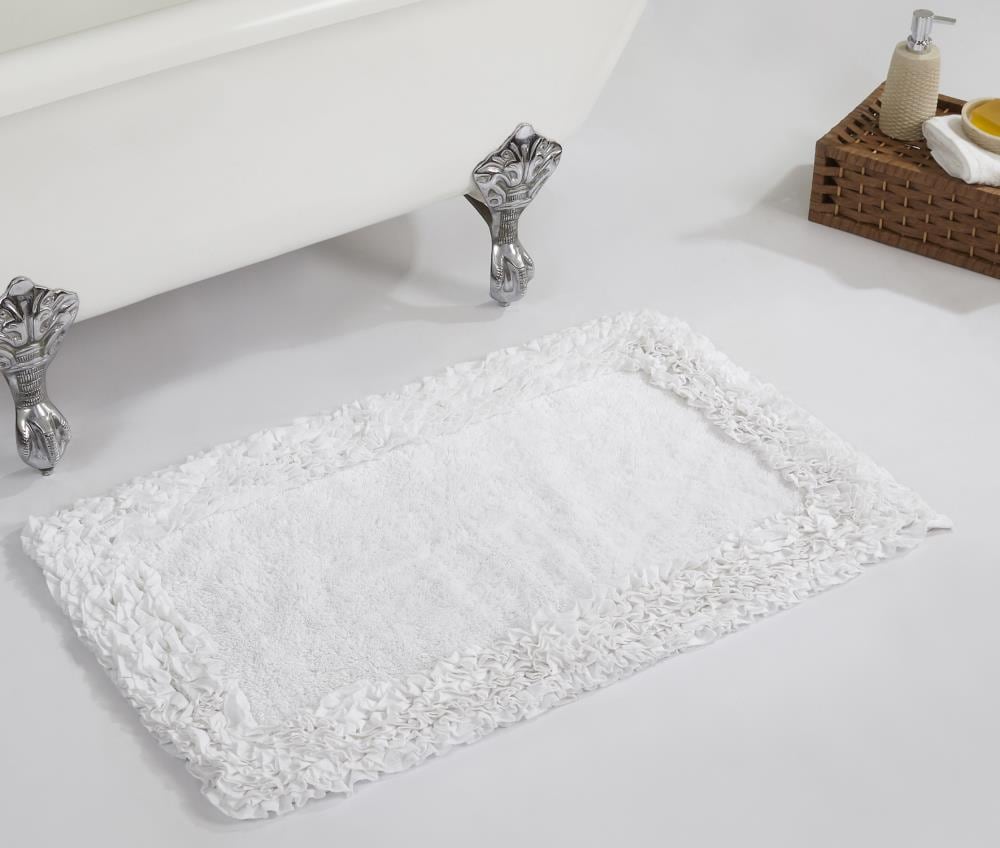 Better Trends Chenille Rocks Bath Rug 24-in x 36-in White Cotton Bath Rug  in the Bathroom Rugs & Mats department at