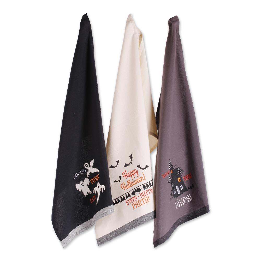 DII CAMZ35820 Assorted Halloween Embroidered Dishtowel (Set of 3)