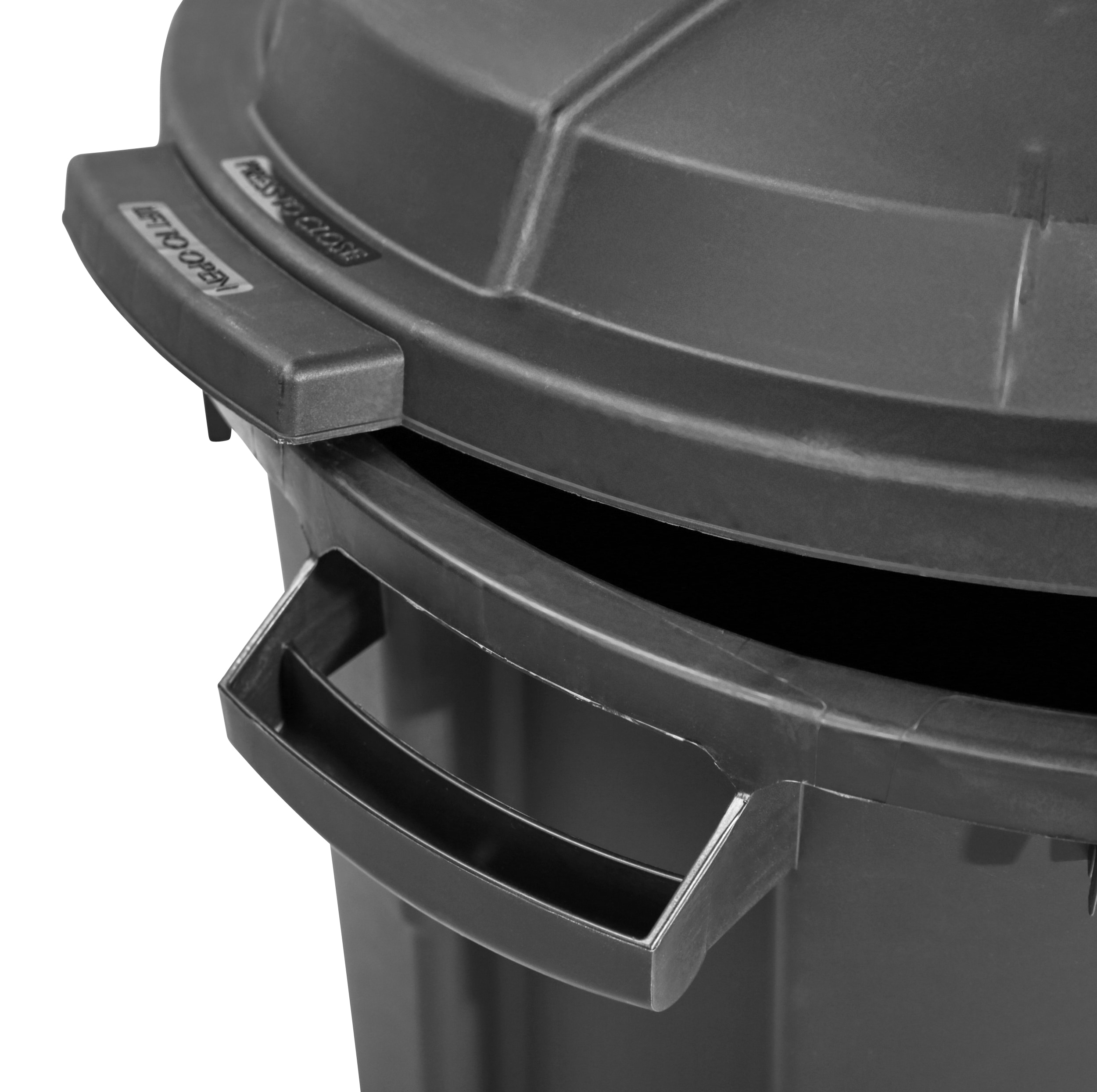 Global Industrial™ Plastic Trash Can with Lid & Dolly - 32 Gallon Gray