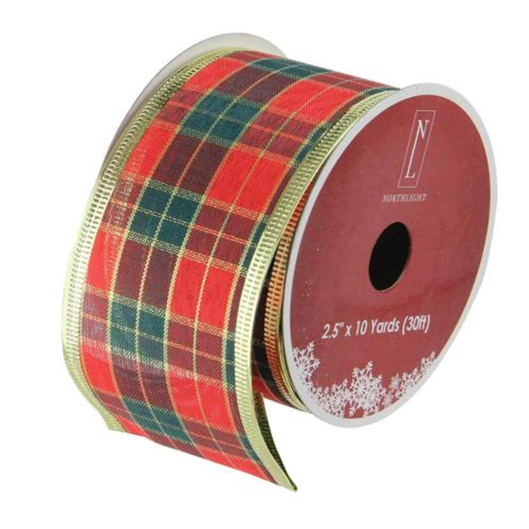Northlight Green and Red Plaid Wired Christmas Craft Ribbon 2.5 inch x 10 Yards