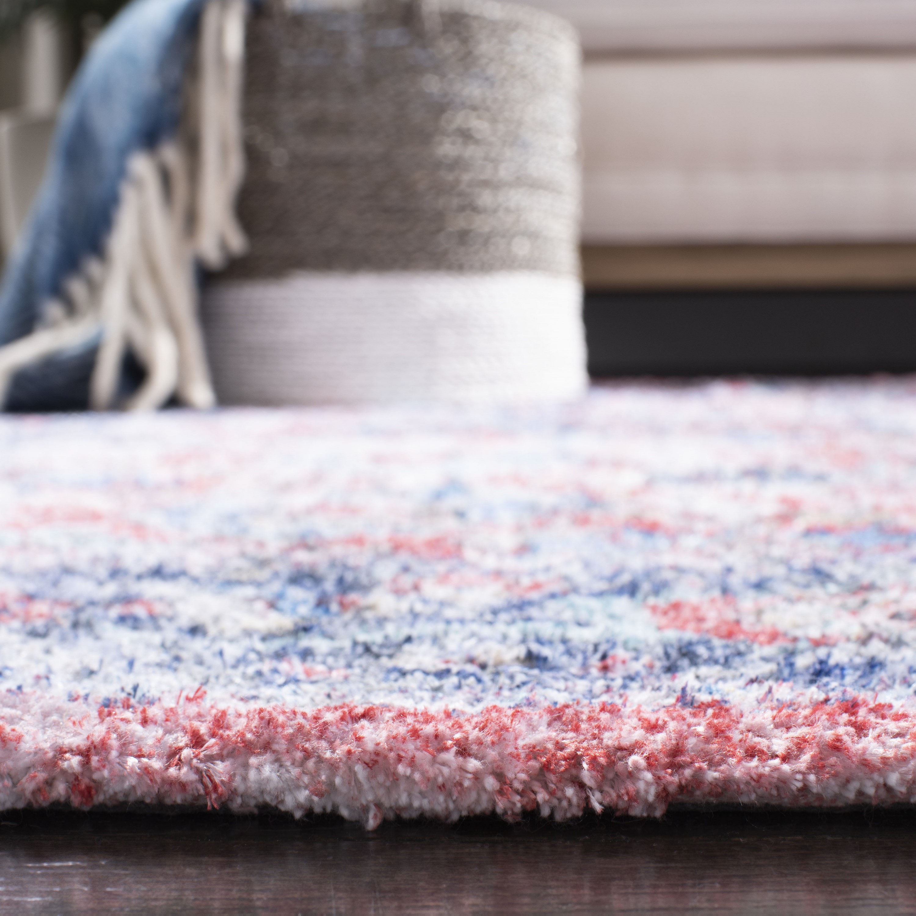 Saffron 3' x 5' Blue and Rust Handmade Wool Cotton Rug