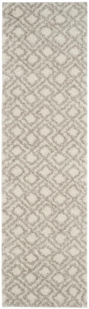 Safavieh ASG740A-212 Arizona Alonzo Shag 2 x 12 (ft) Loomed Polyester/Polypropylene Ivory/Beige Rectangular Indoor Geometric Moroccan Runner rug
