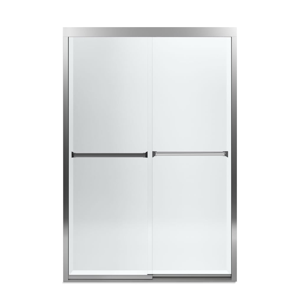 Sterling Meritor Silver 69.6875-in H Frameless Sliding Shower Door in ...